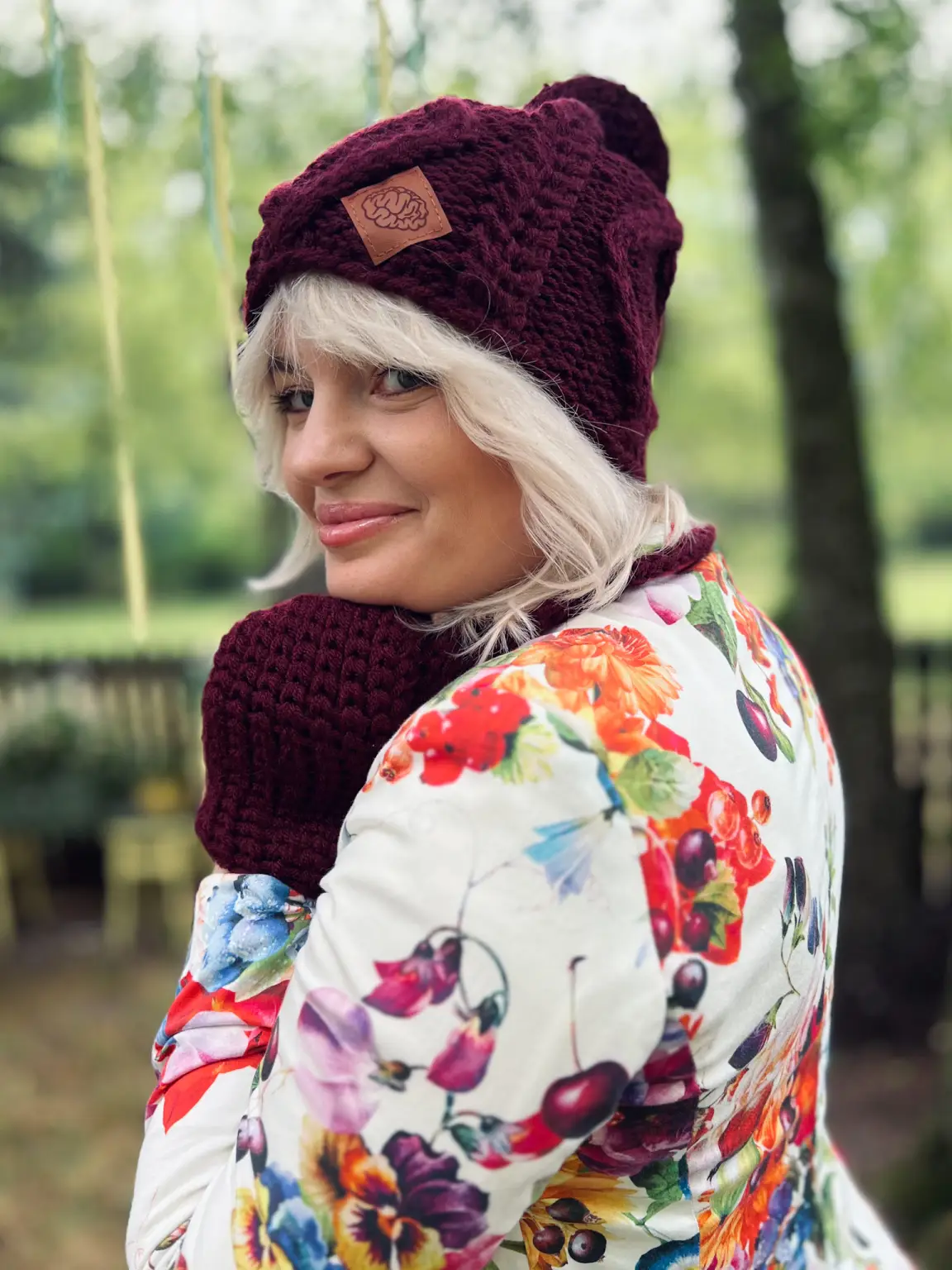 Czapka Bordowa Zimowa z Polarem