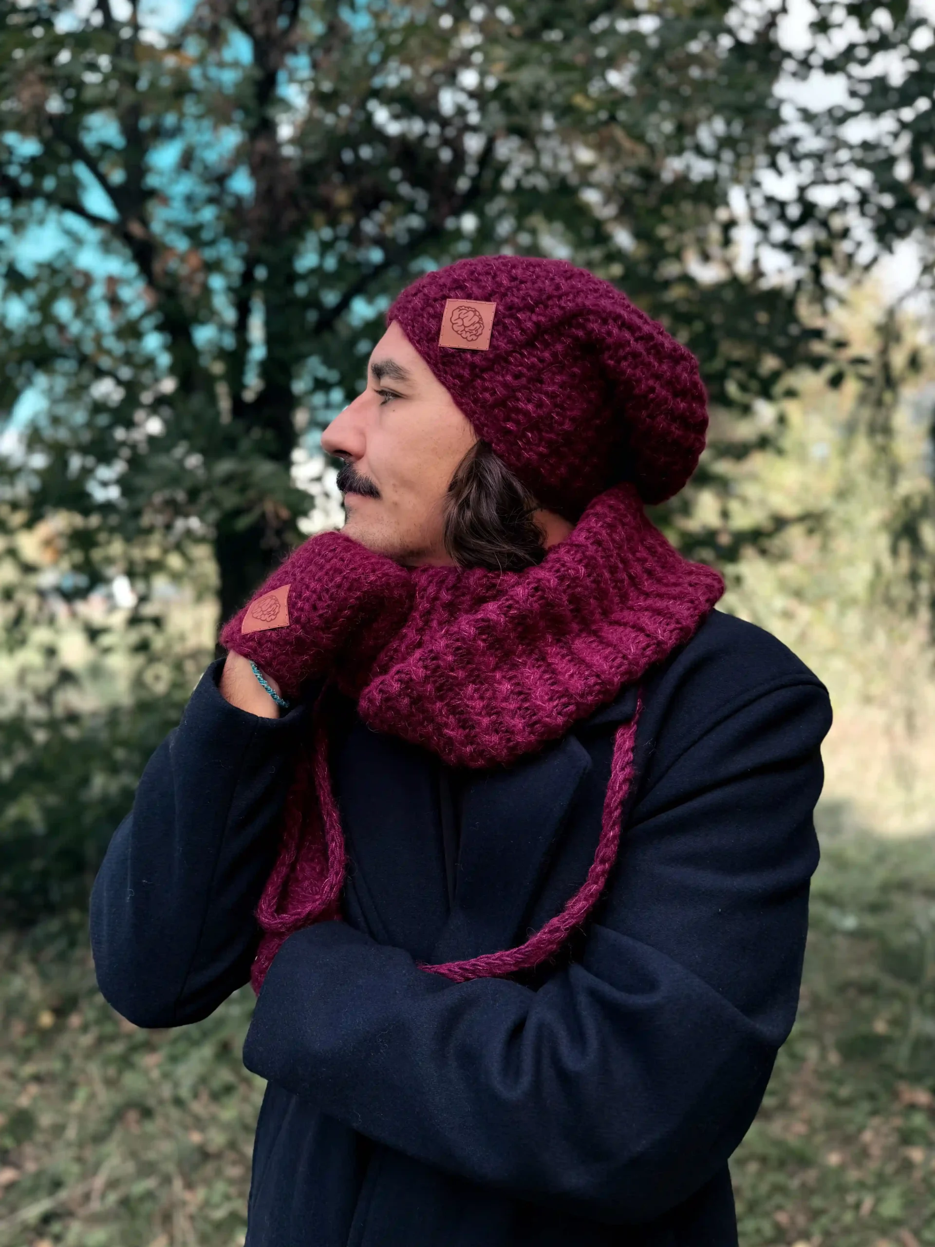 czapka bordo męska merino