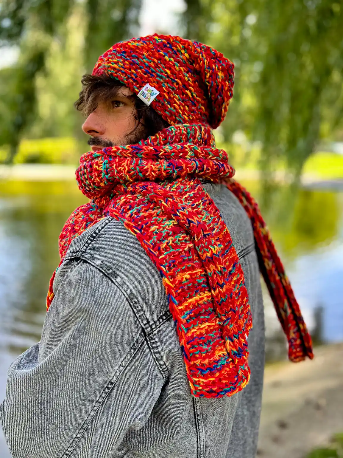Męski_szal_handmade_kolorowy