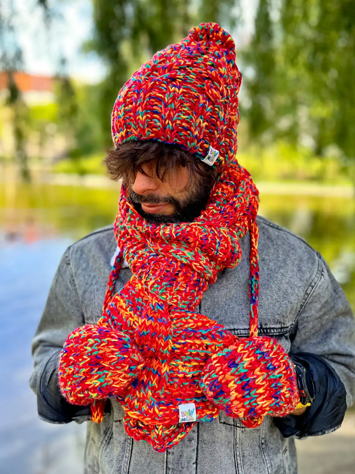 Męski_szal_kolorowy_czerwony