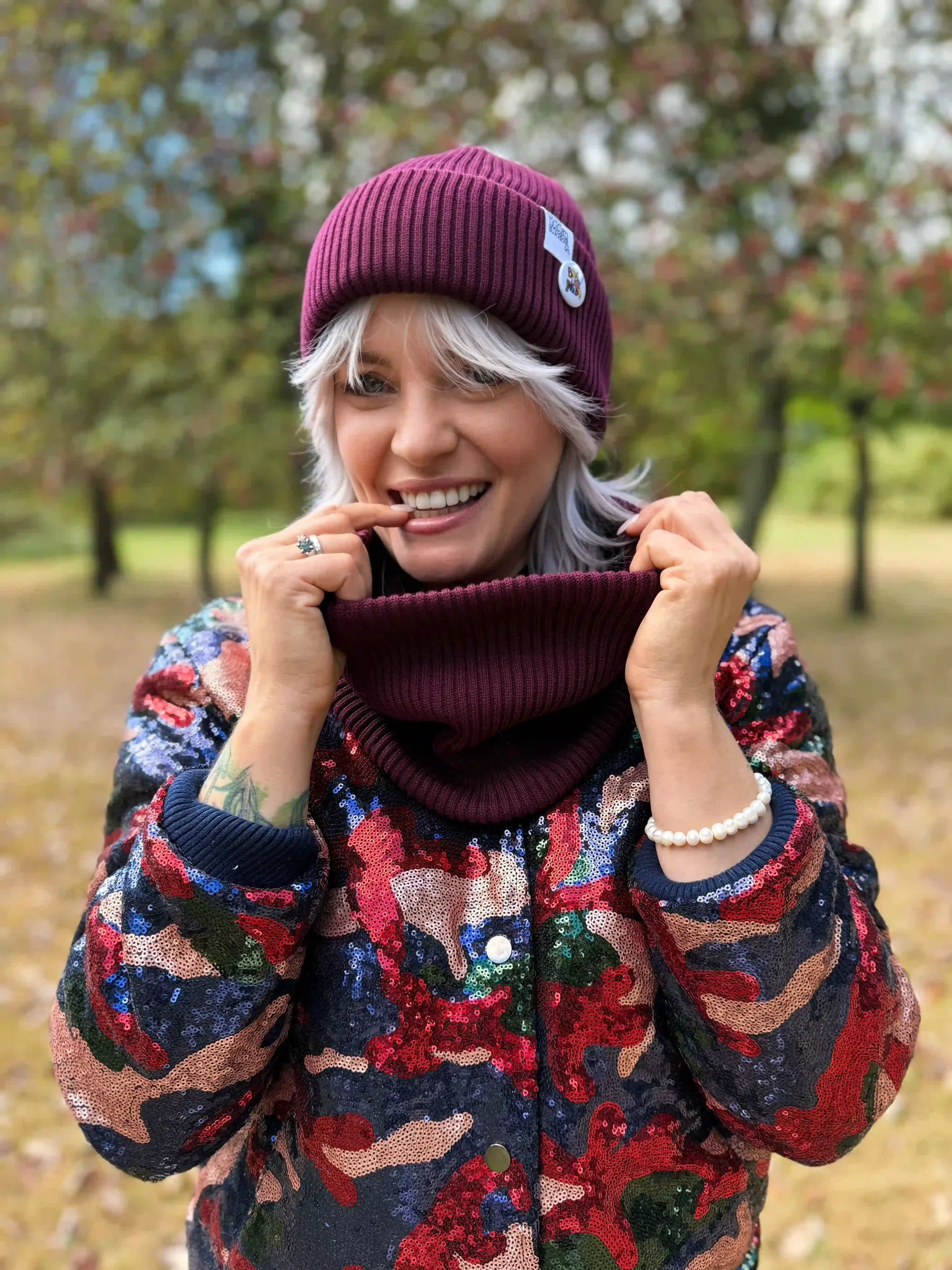 bawełniana beanie bordo