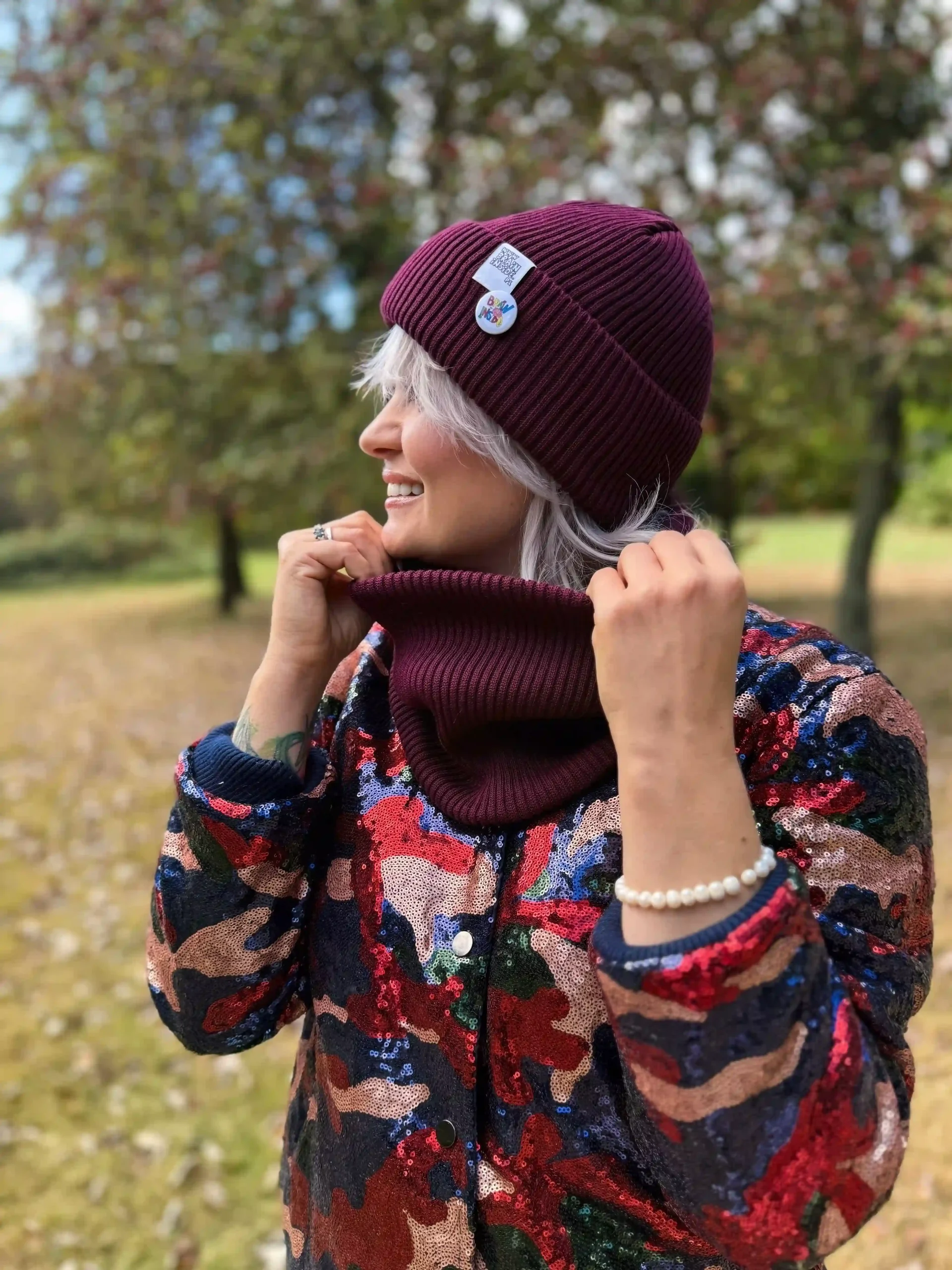 beanie bawełna bordo