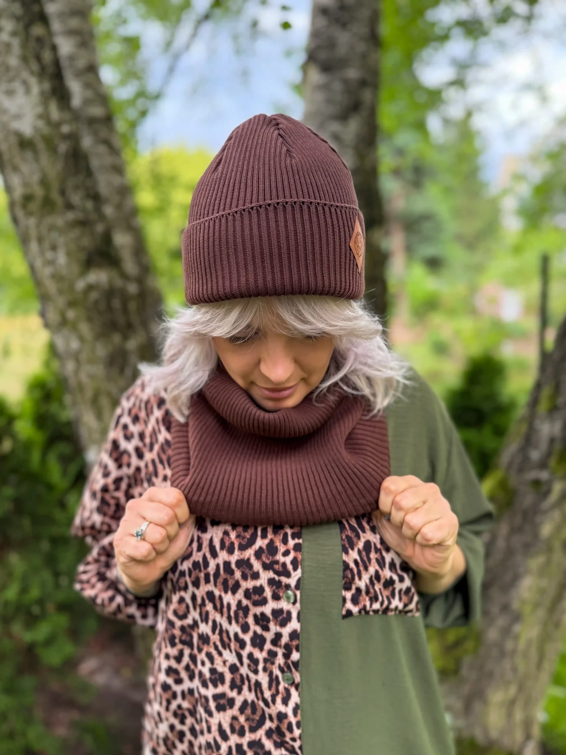 beanie bawełnia brąz