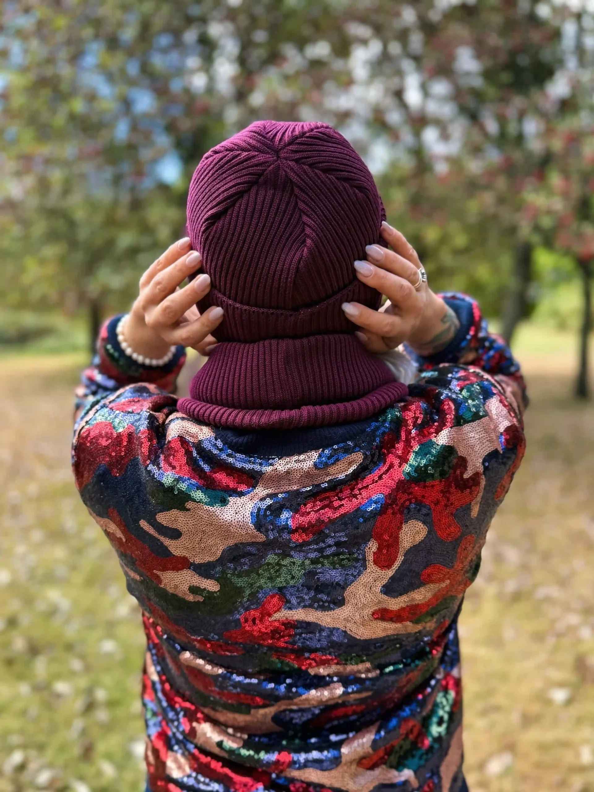 beanie jesienna bordo