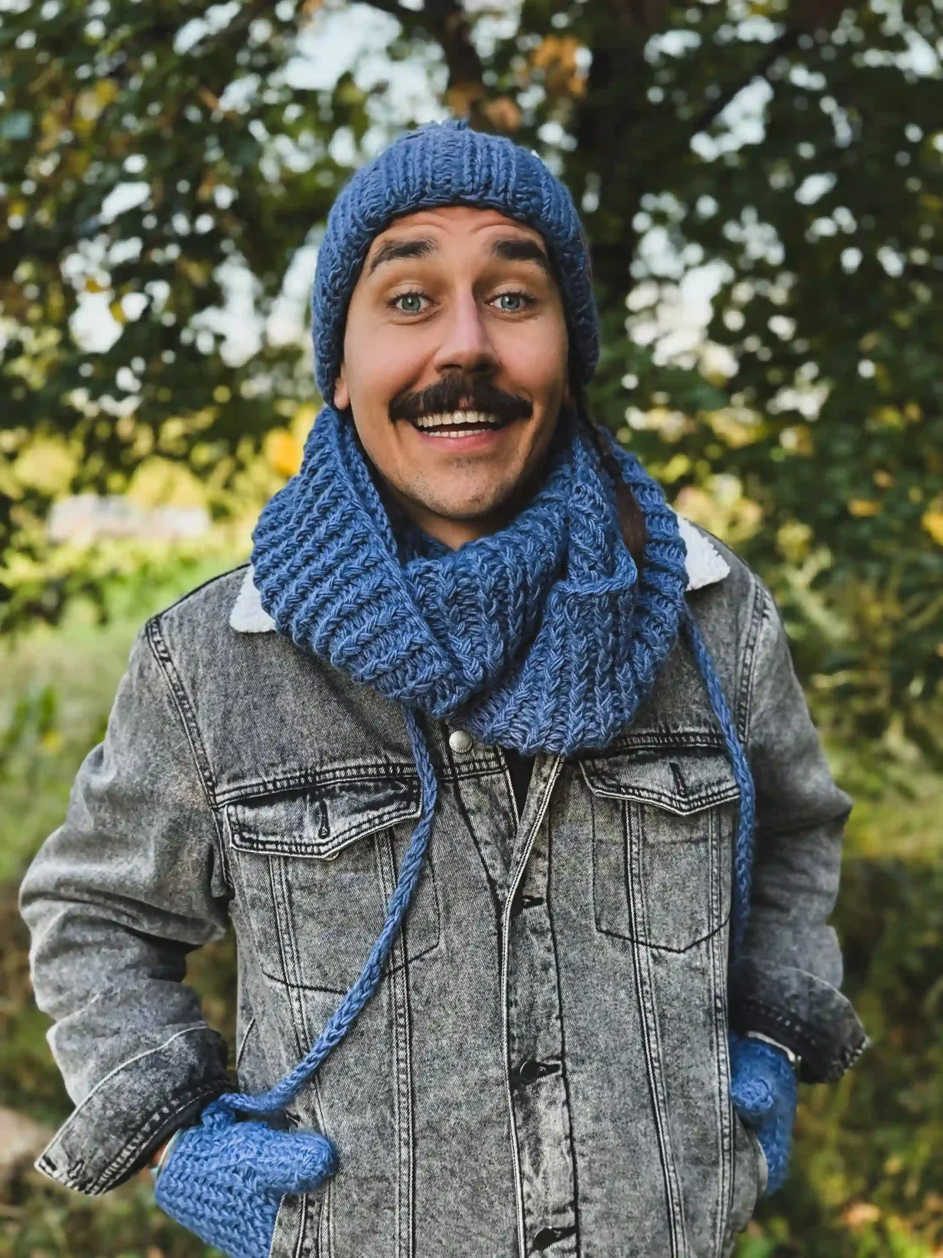 beanie niebieskia merino męska