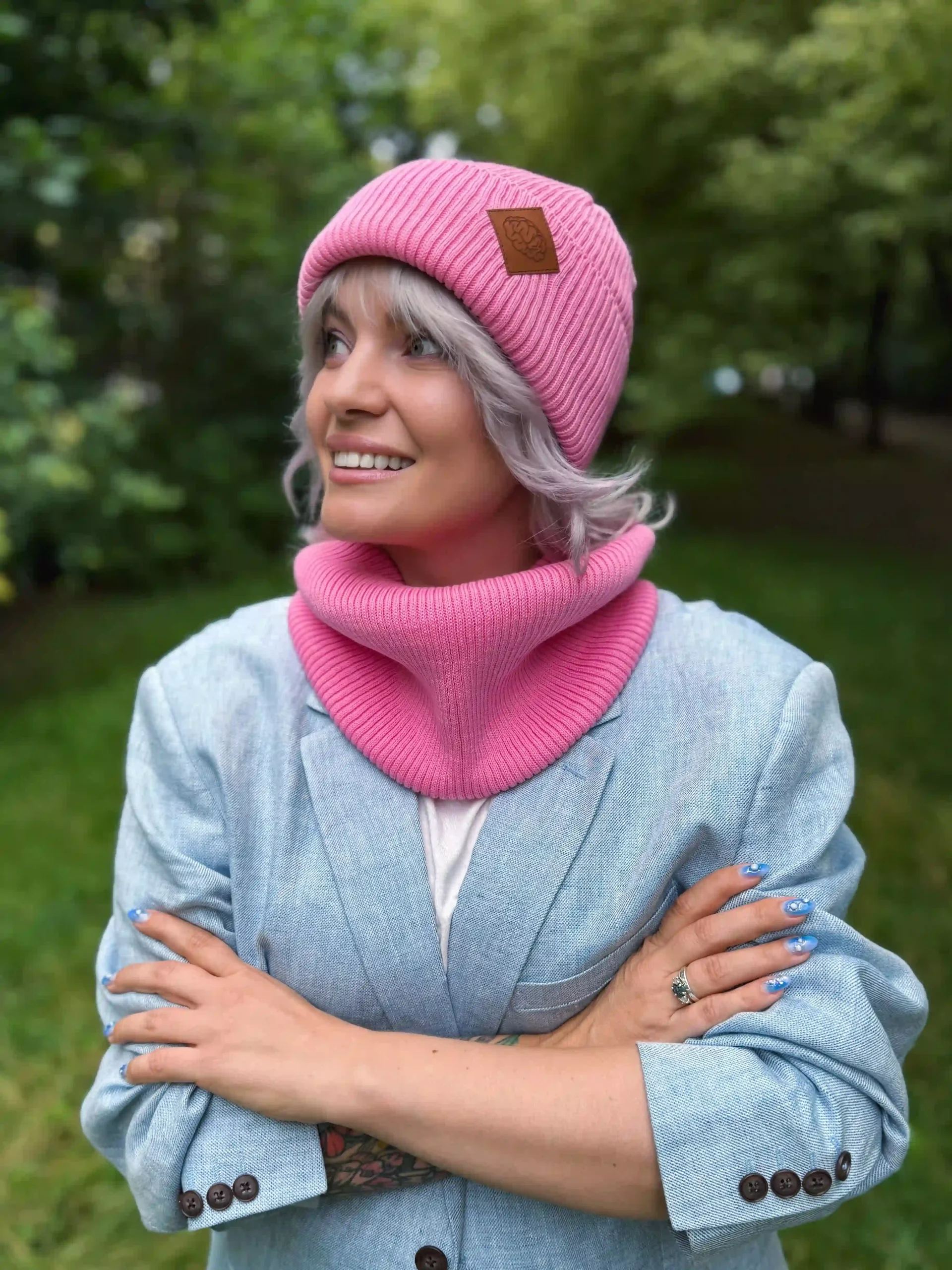 beanie pudrowy róż