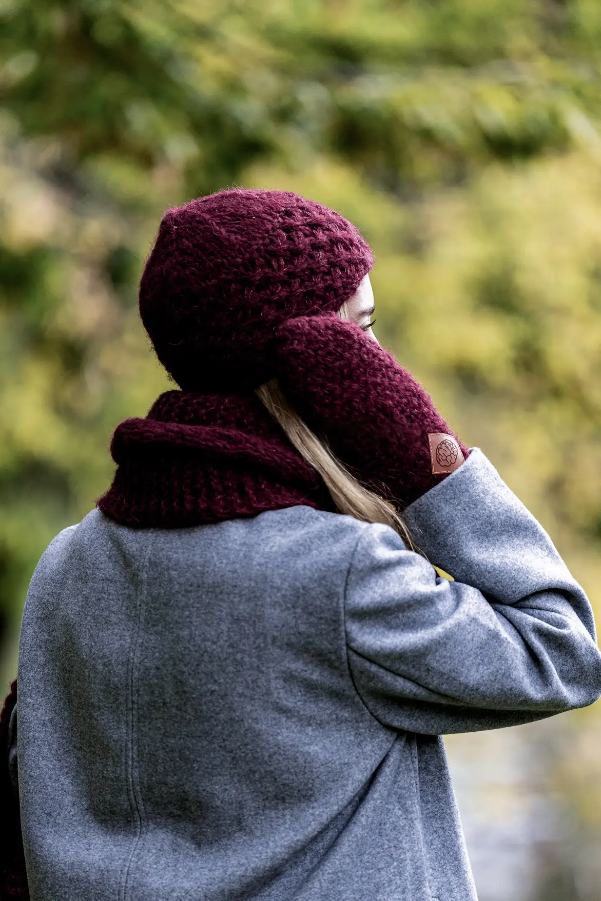 bordowa beanie merino