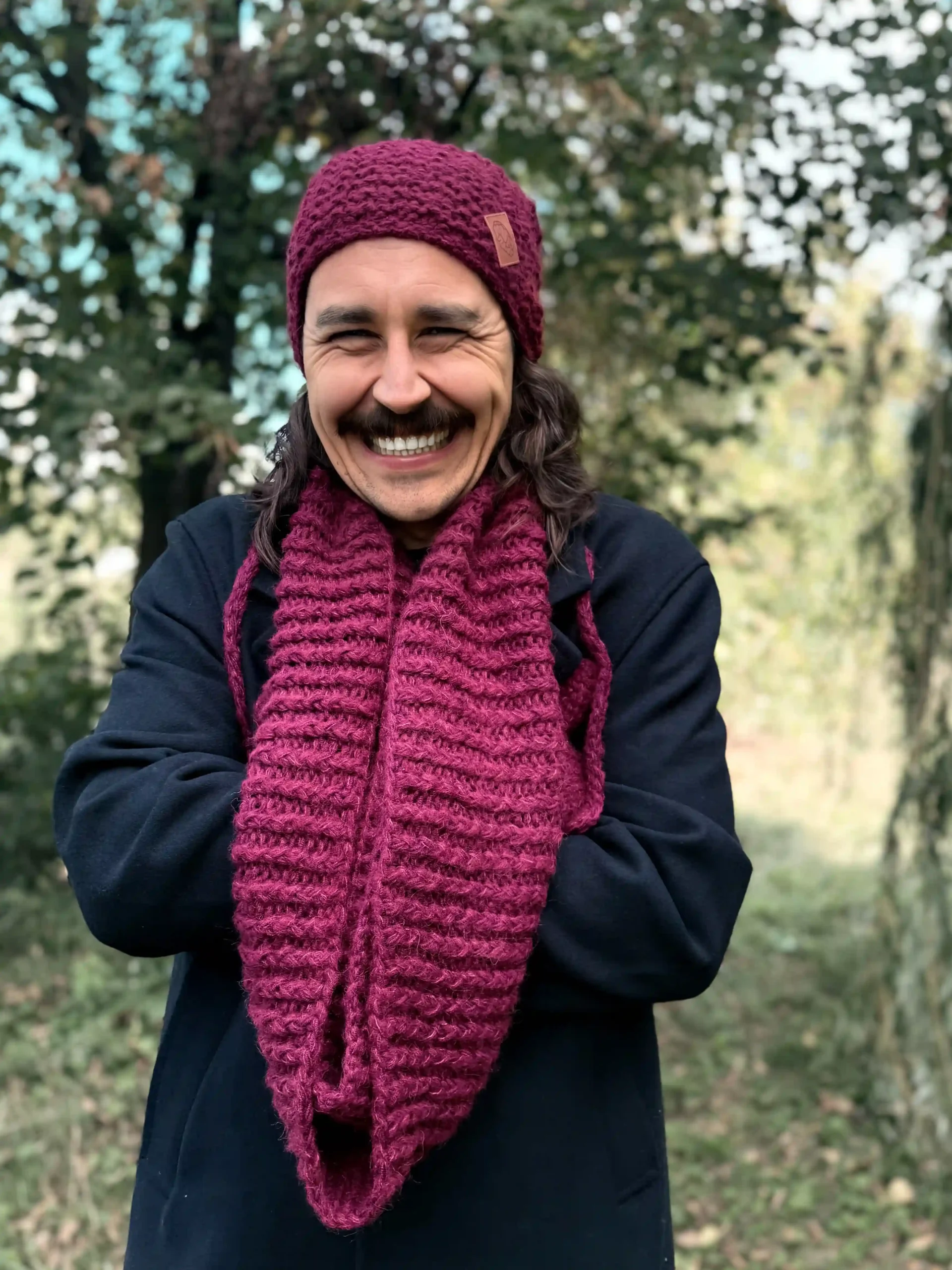 bordowa czapka zimowa merino