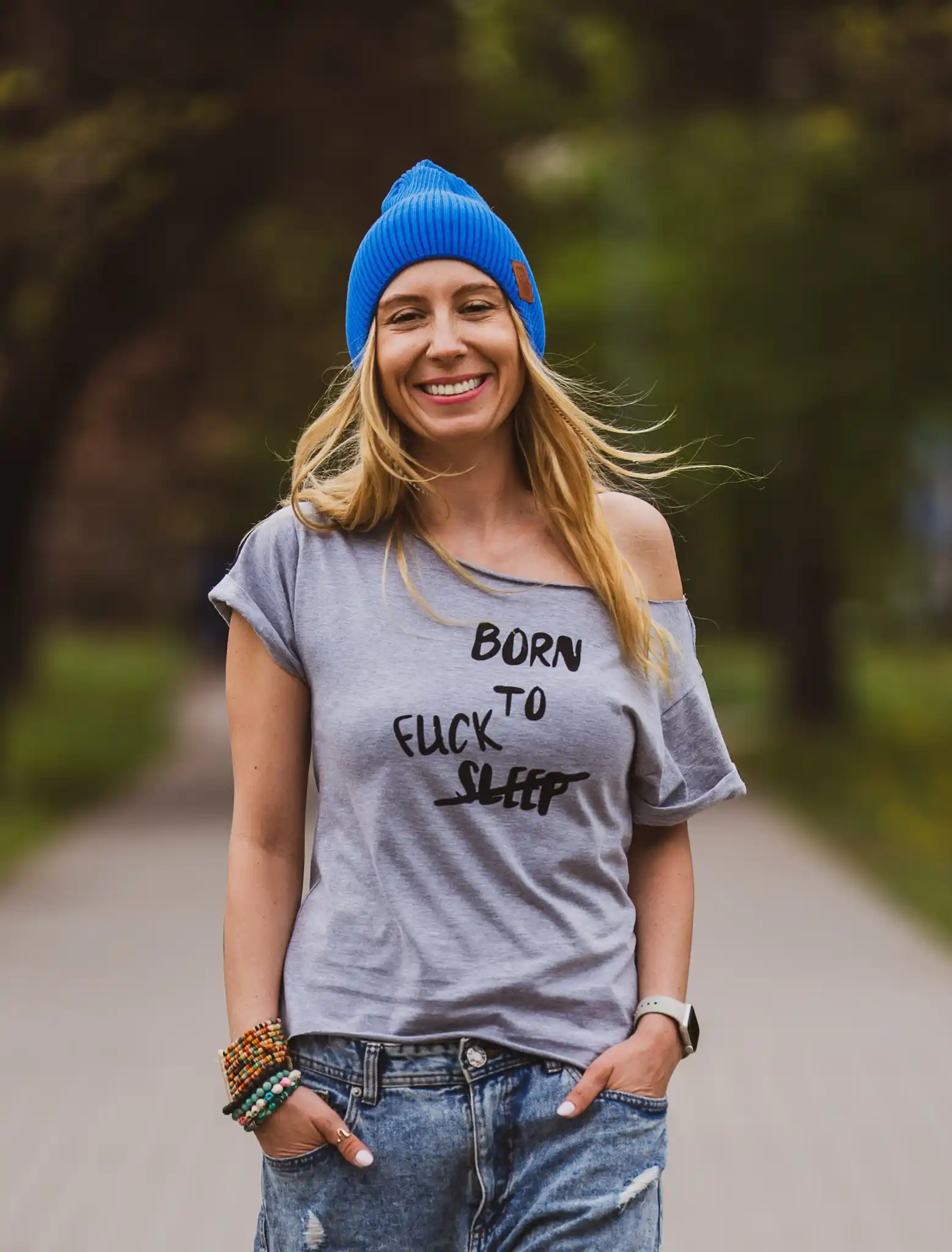 born to fuck koszulka szara
