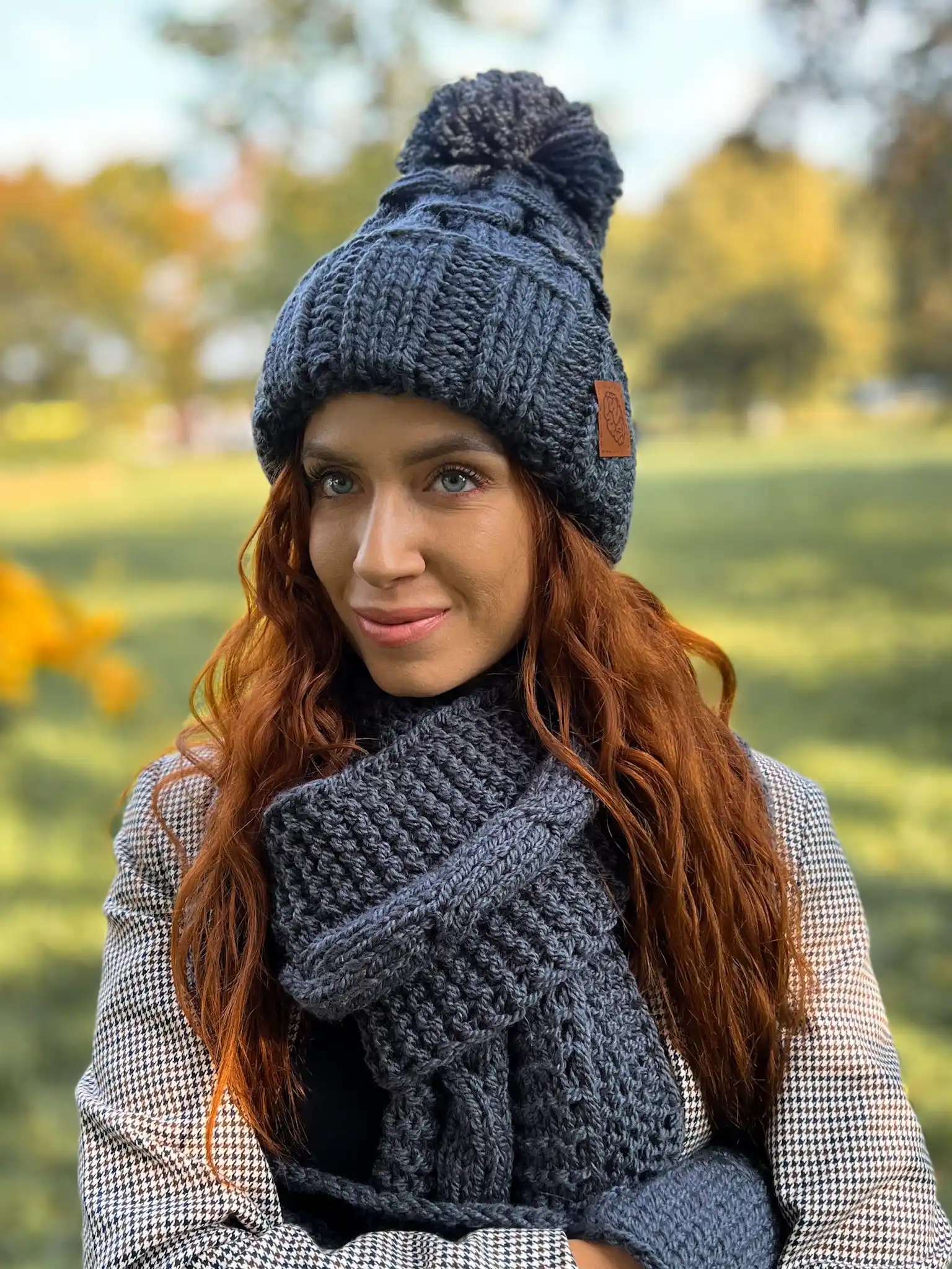 cieply szary szal handmade