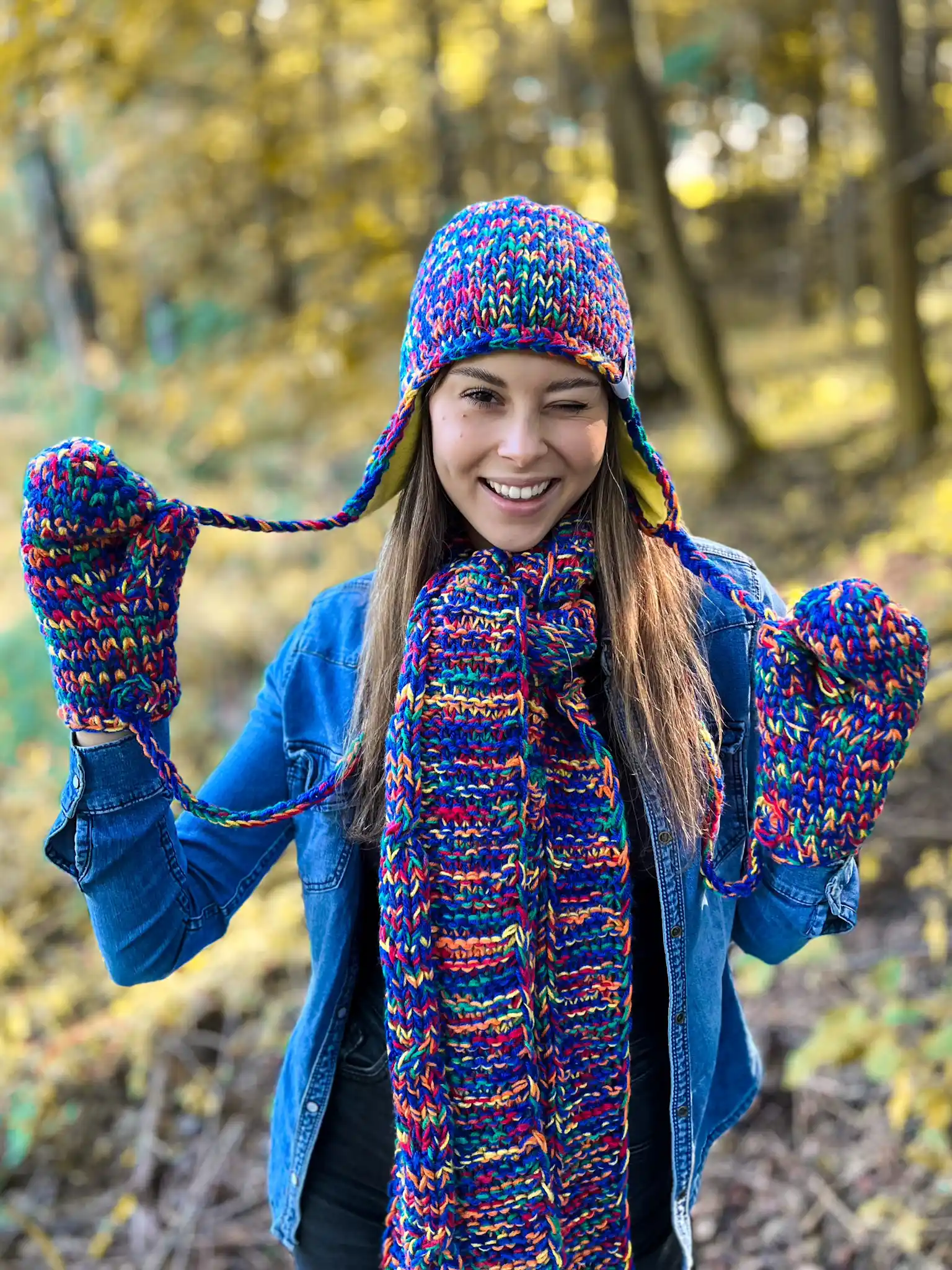 cieply zimowy szal handmade