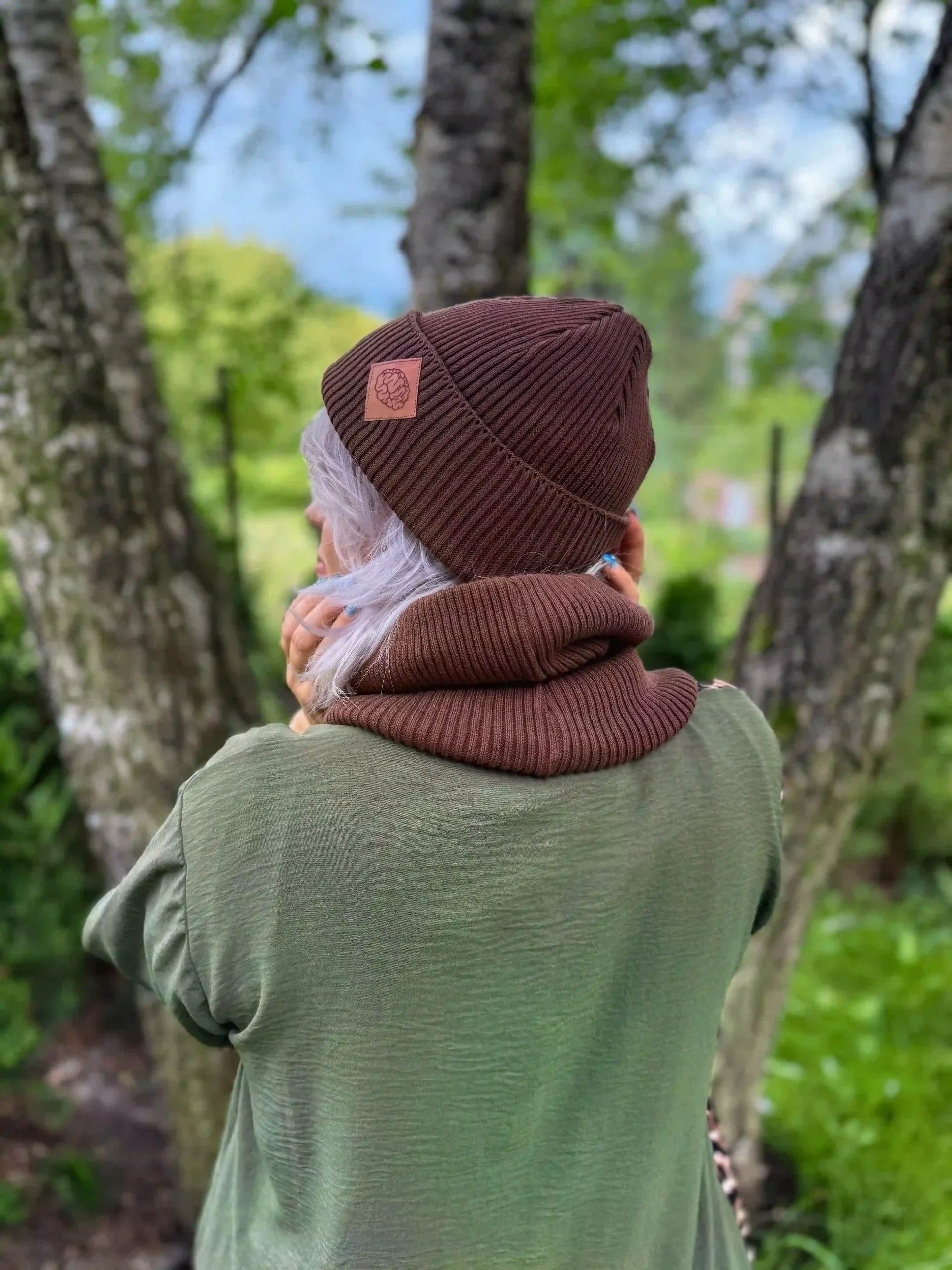 czapka beanie bawełna brązowa