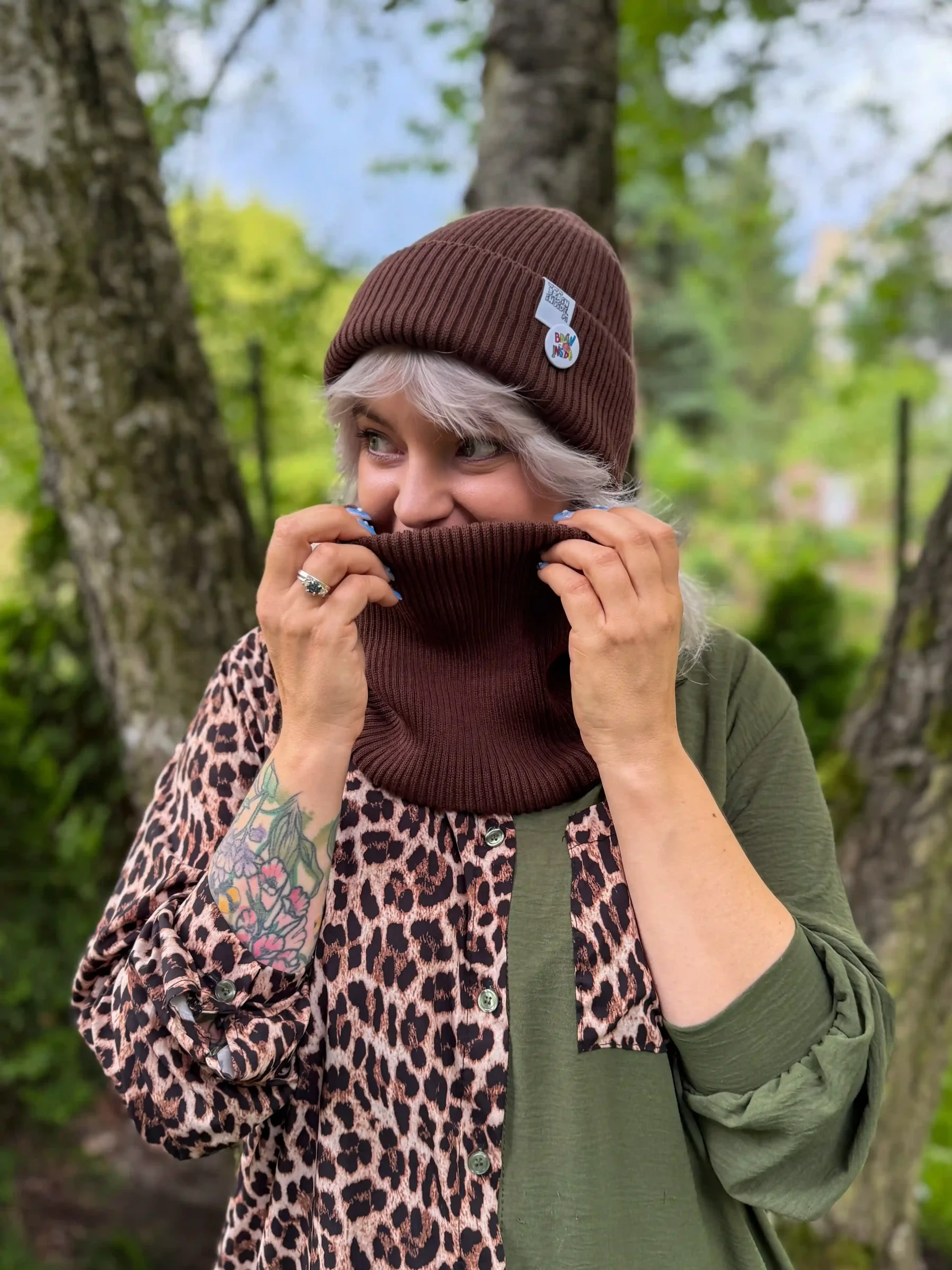 czapka beanie brązowa
