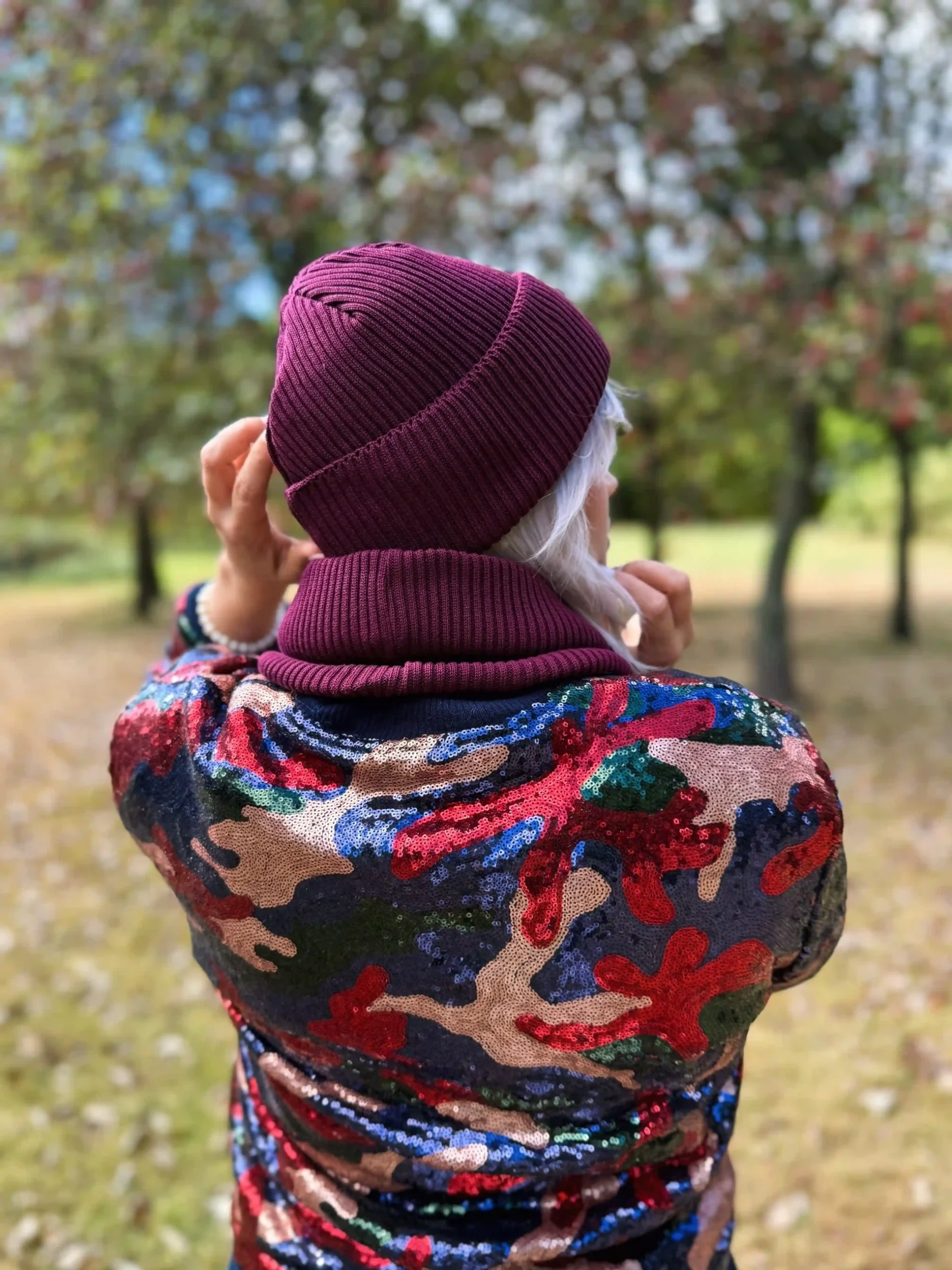 czapka beanie damska bordo