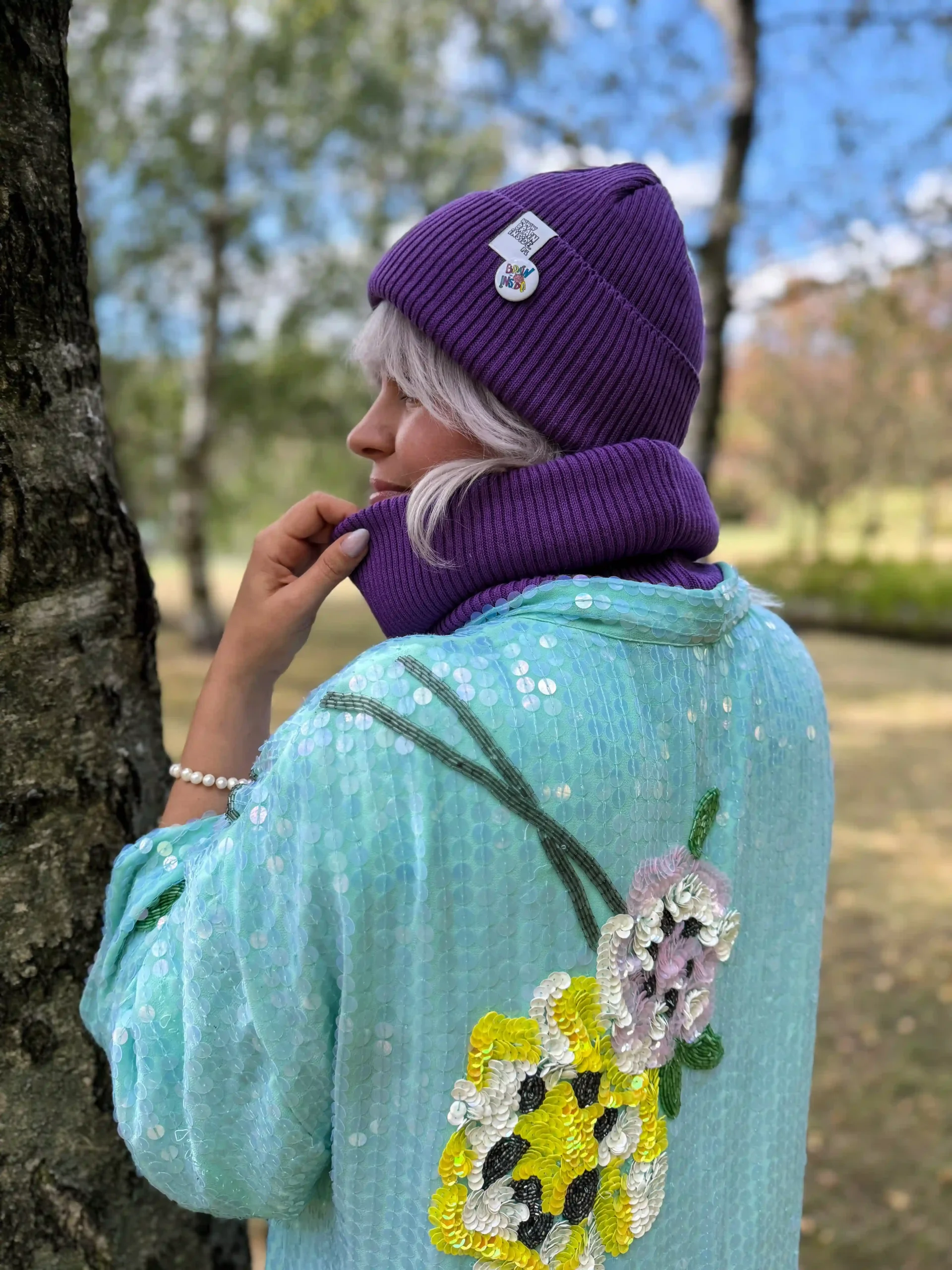 czapka beanie fioletowa