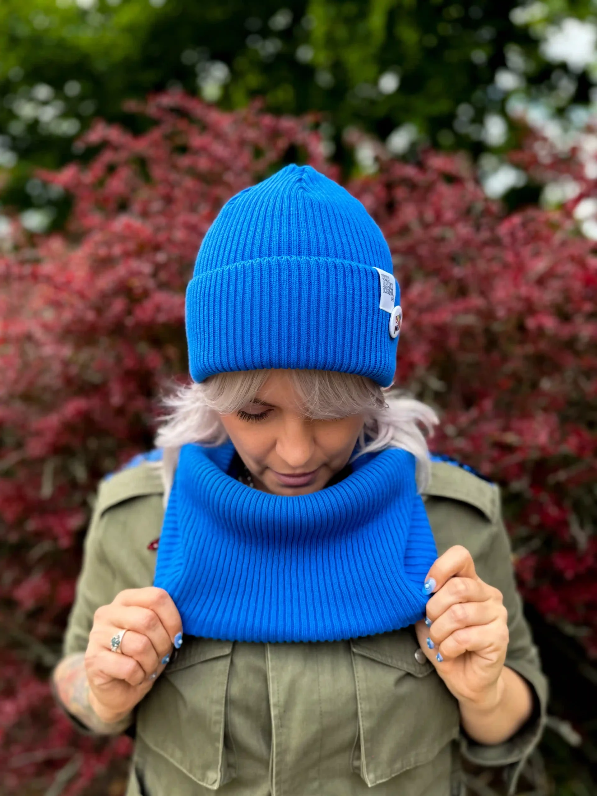 czapka beanie rybacka niebieska bawełniana
