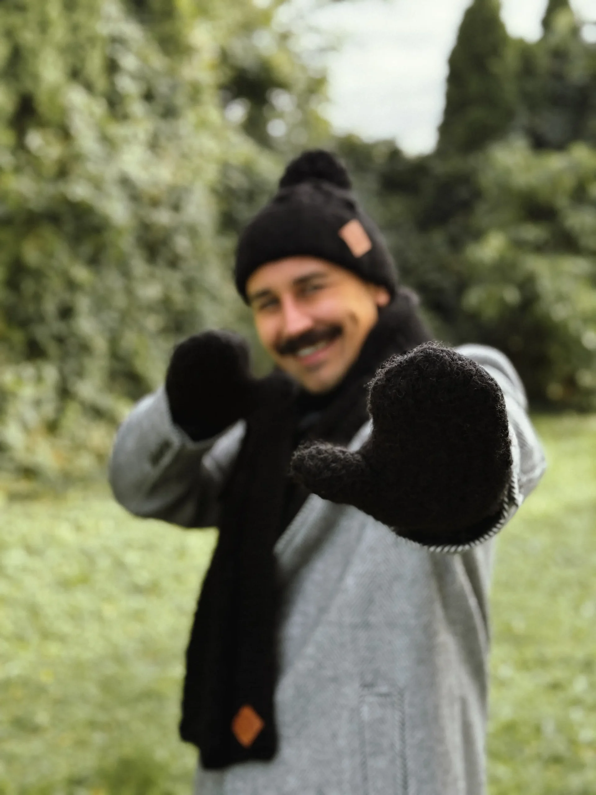 czapka i rekawiczki męski zestaw merino