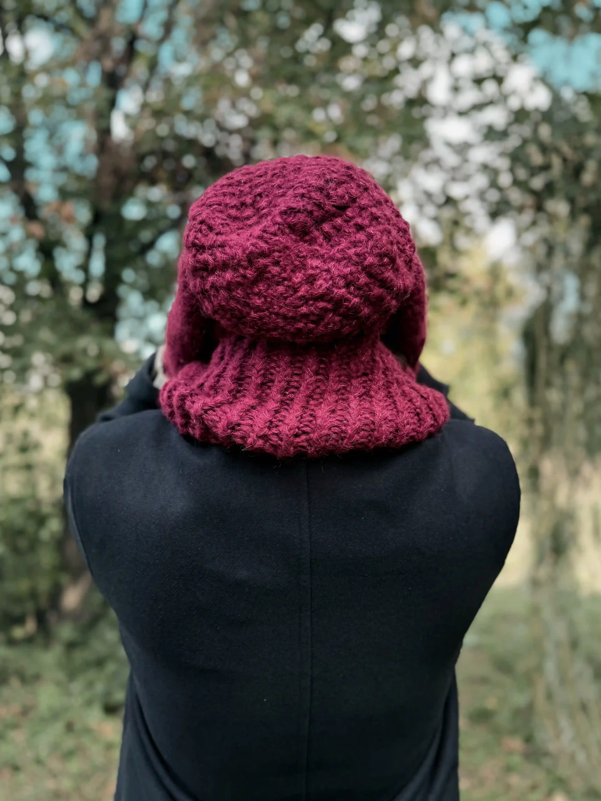 czapka merino bordowa