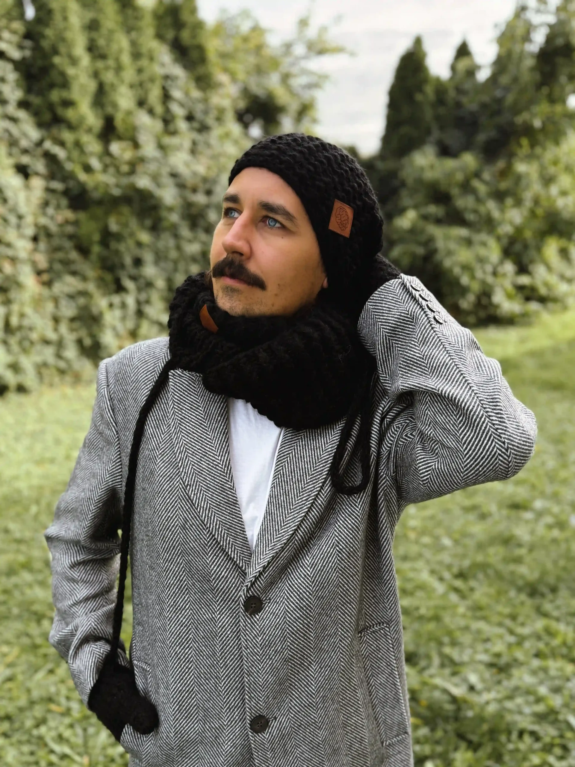 czapka merino czarna męska