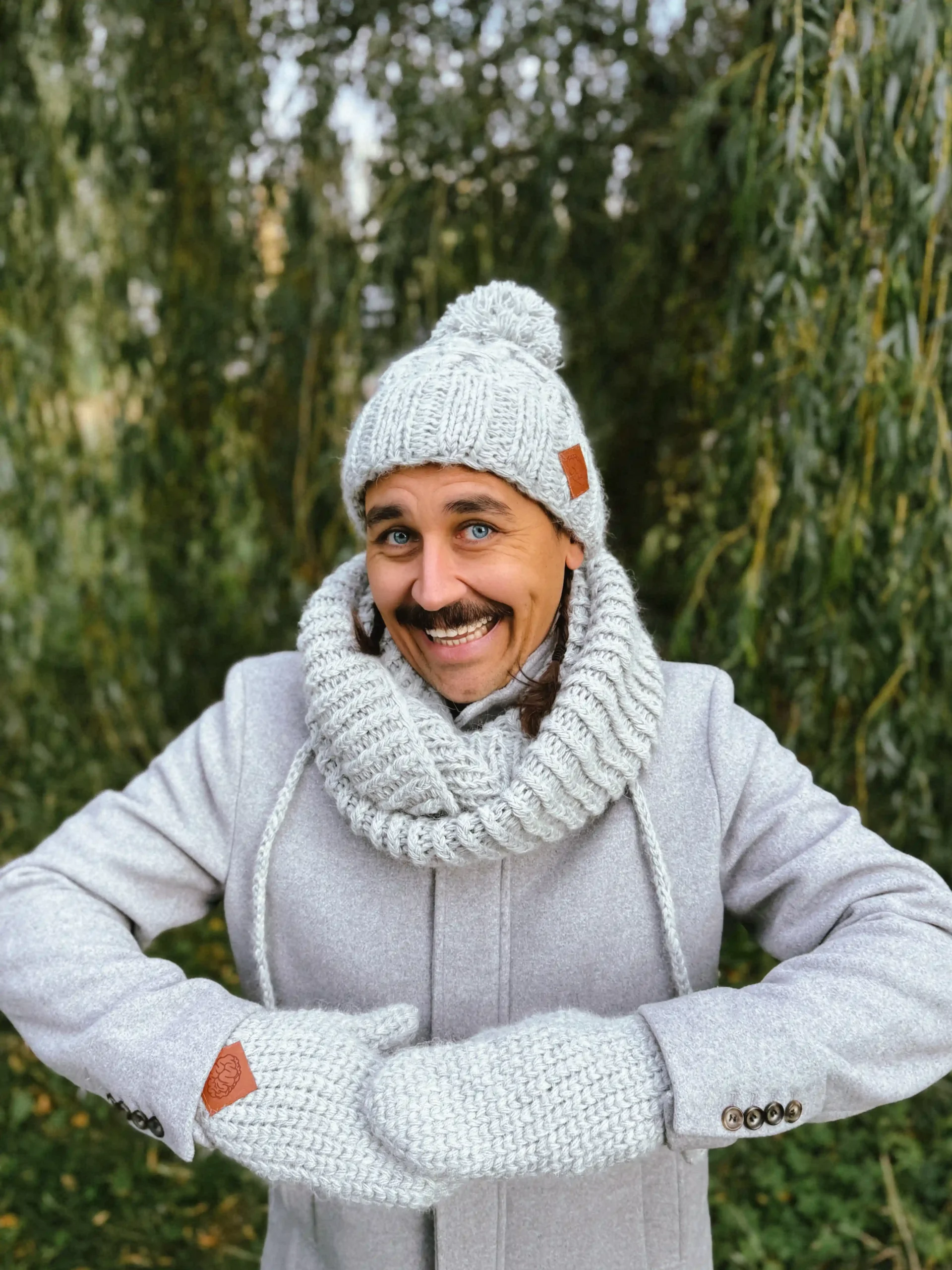 czapka męska szara