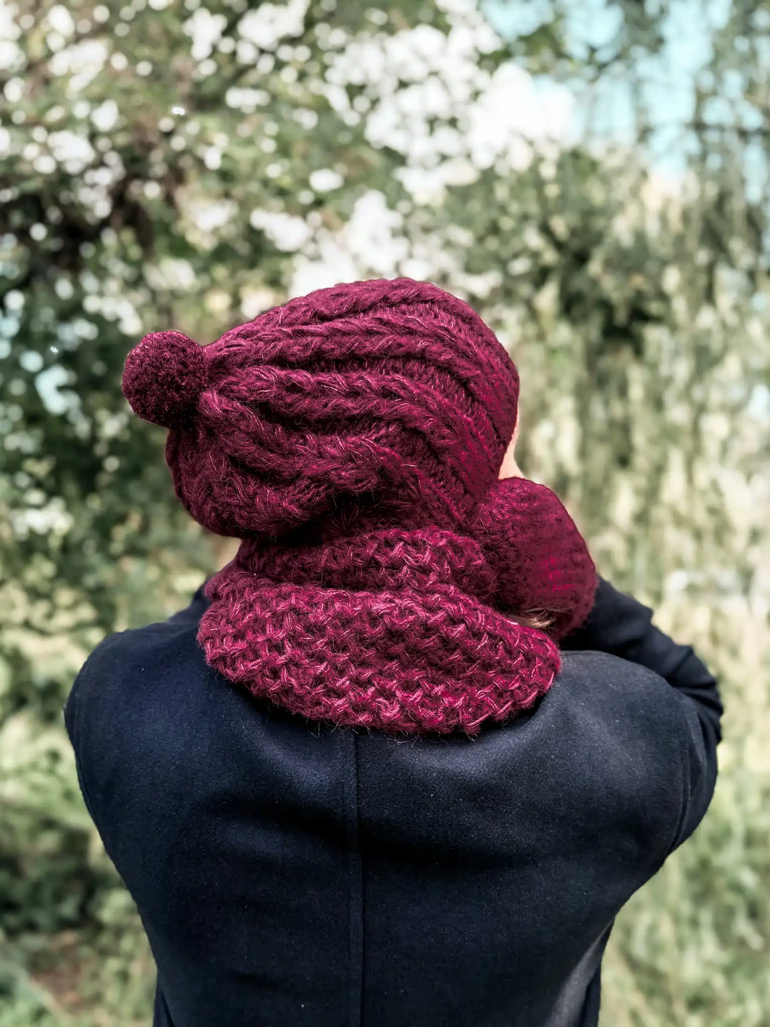 czapka z pomponem merino męska