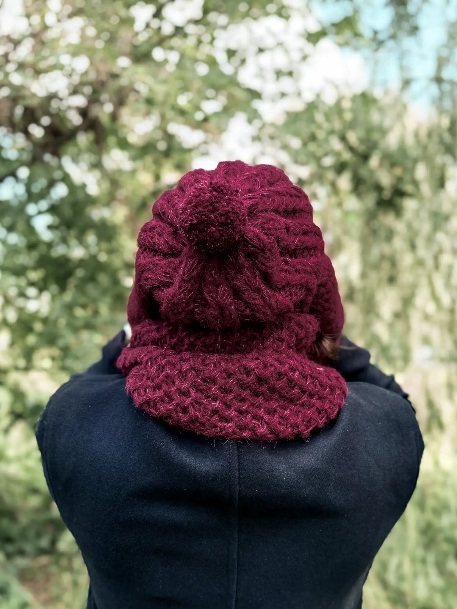 czapka z pomponem męska merino