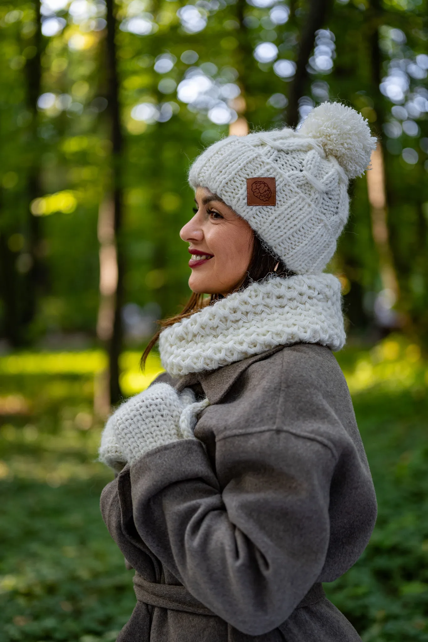 czapka zimowa ecru merino