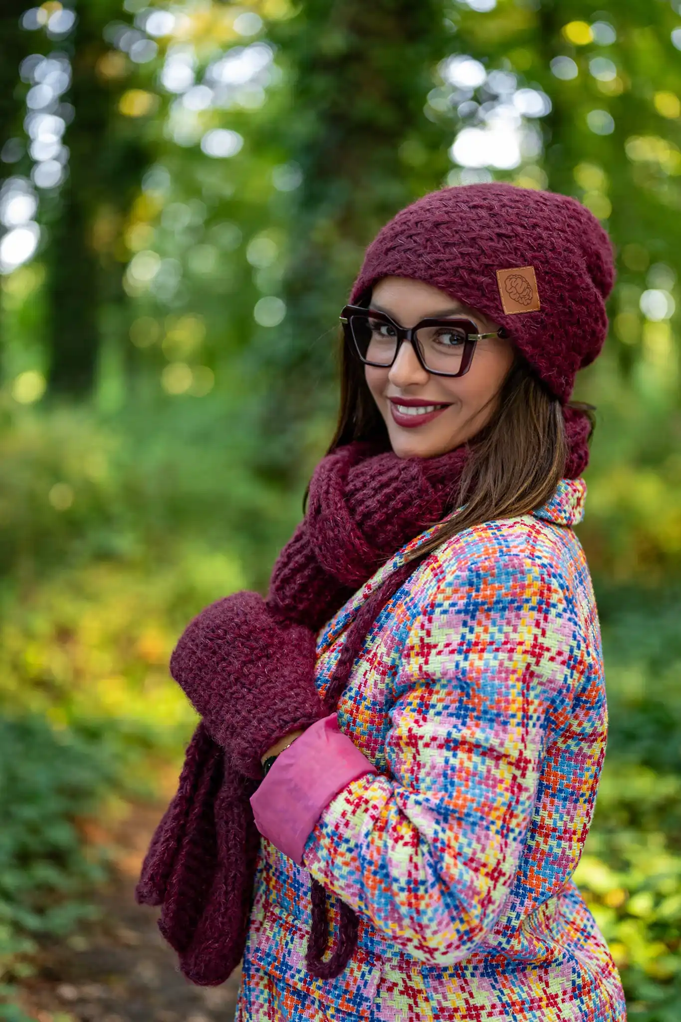 czapka zimowa merino bordo