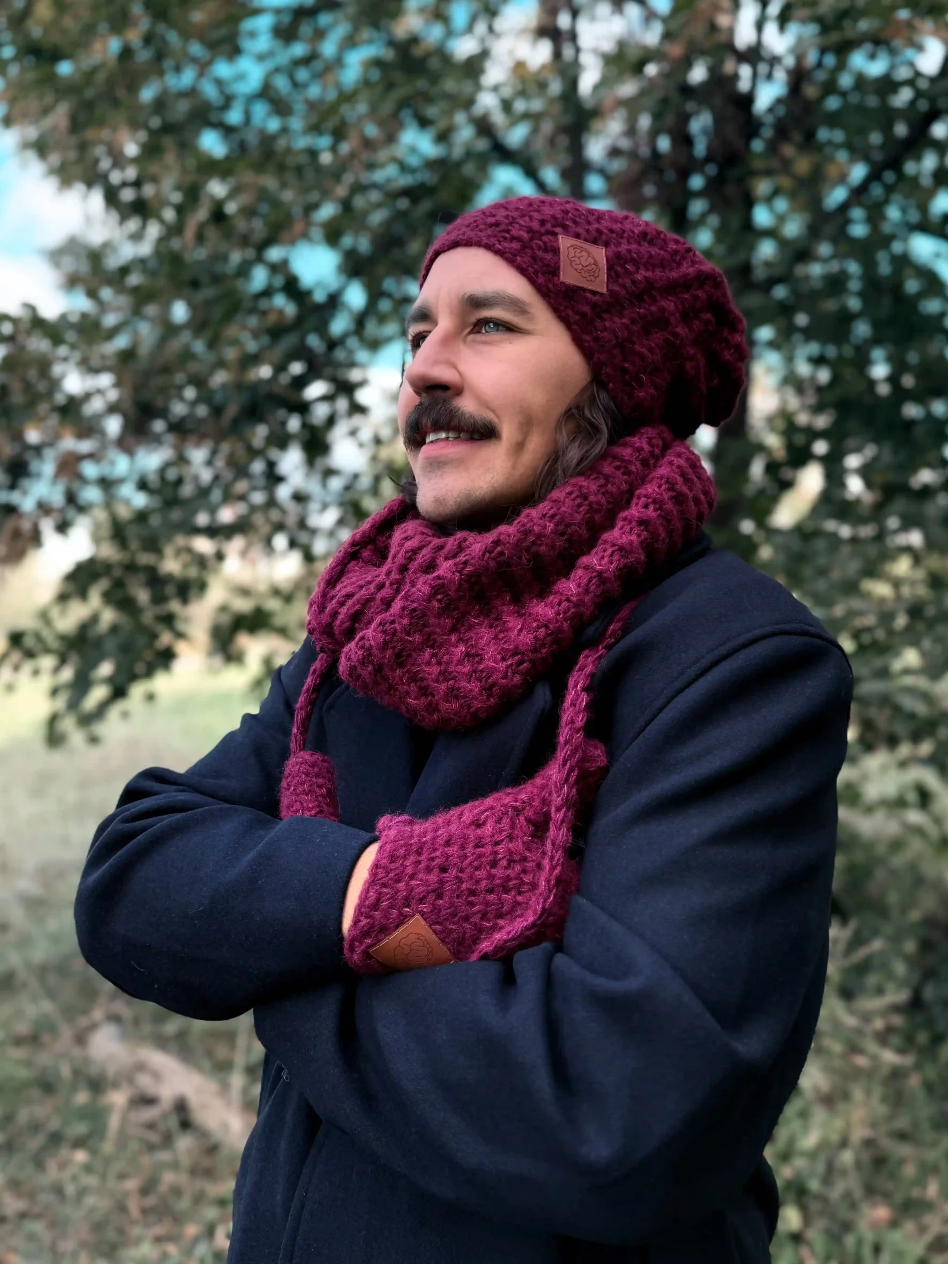 czapka zimowa merino bordowa