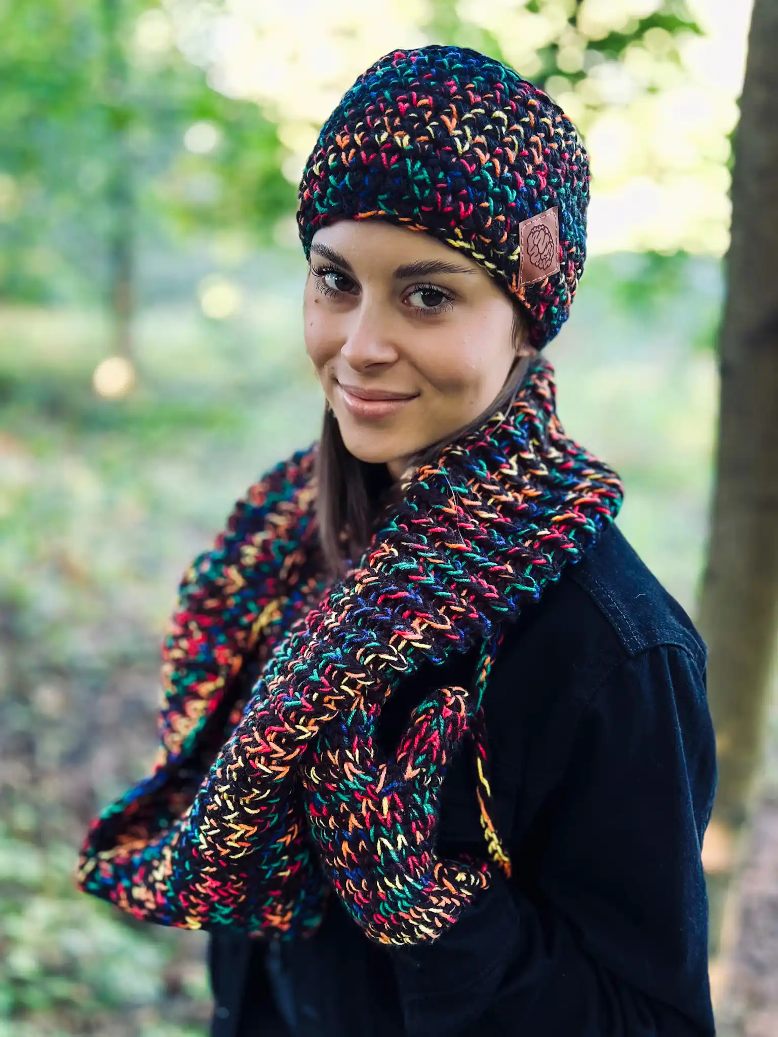 czarna opaska handmade ocieplana polarem