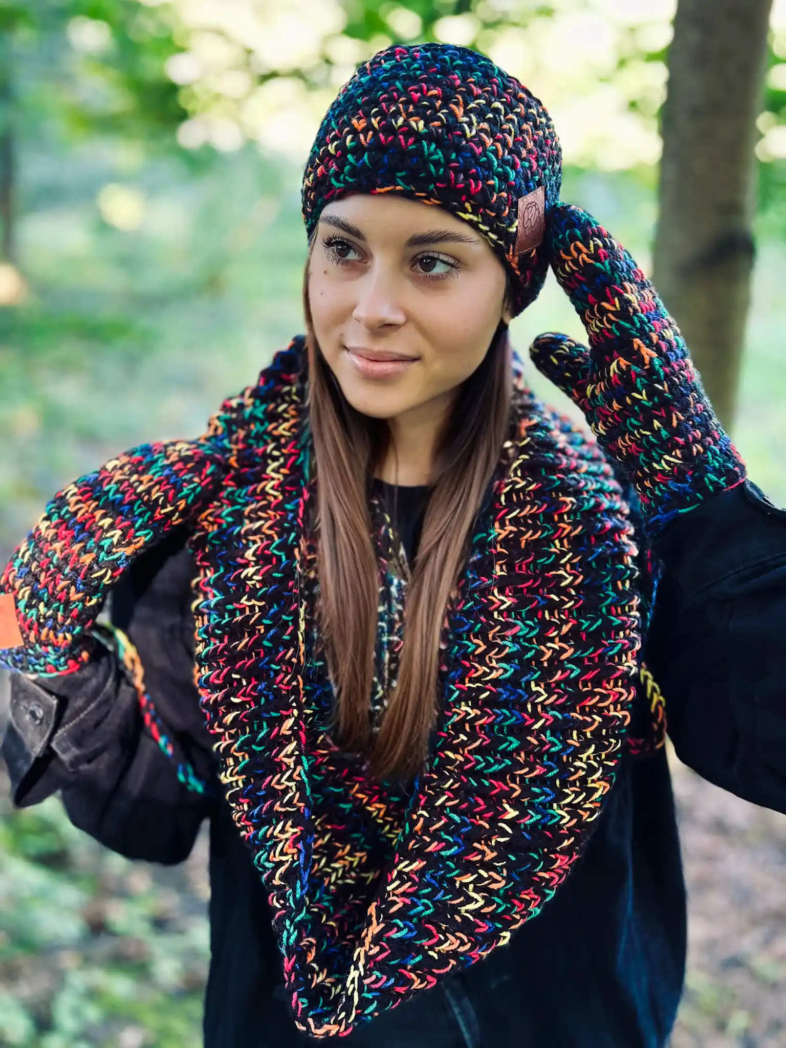 czarna zimowa opaska handmade