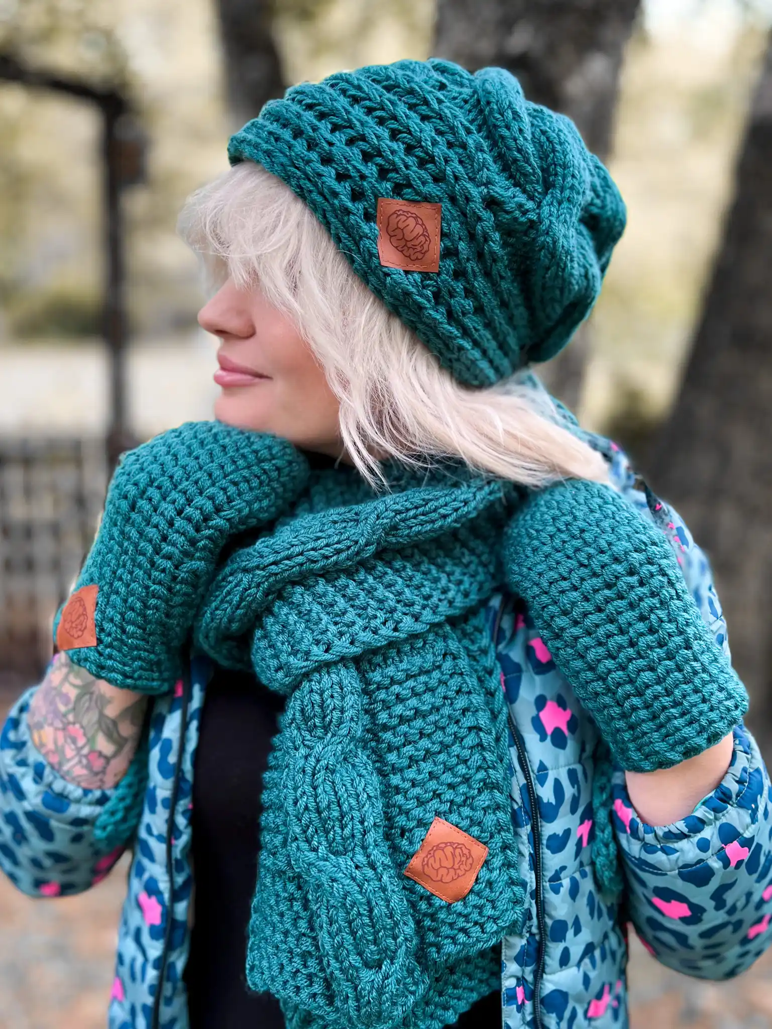 długi ciepły szalik handmade