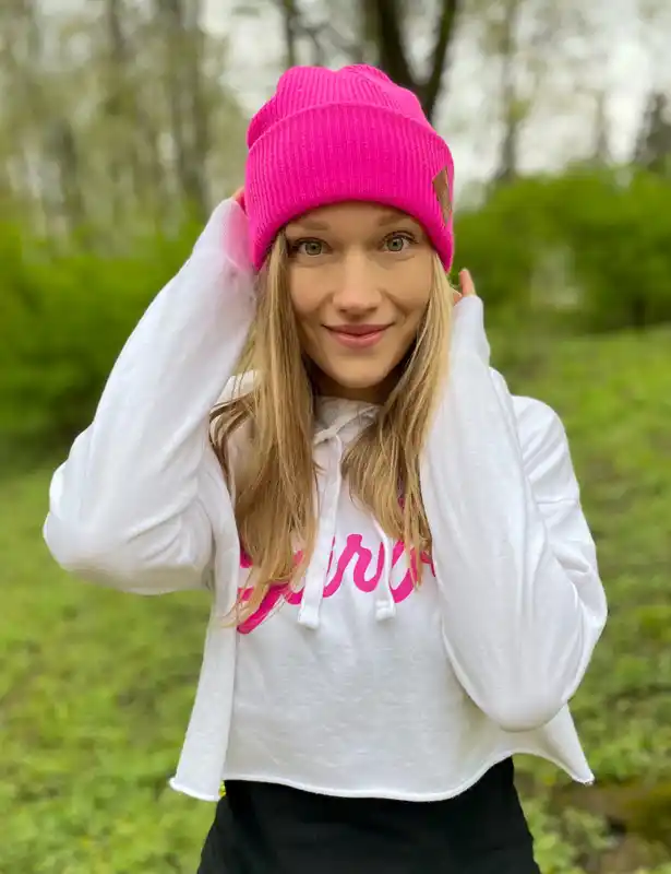 beanie neon róż