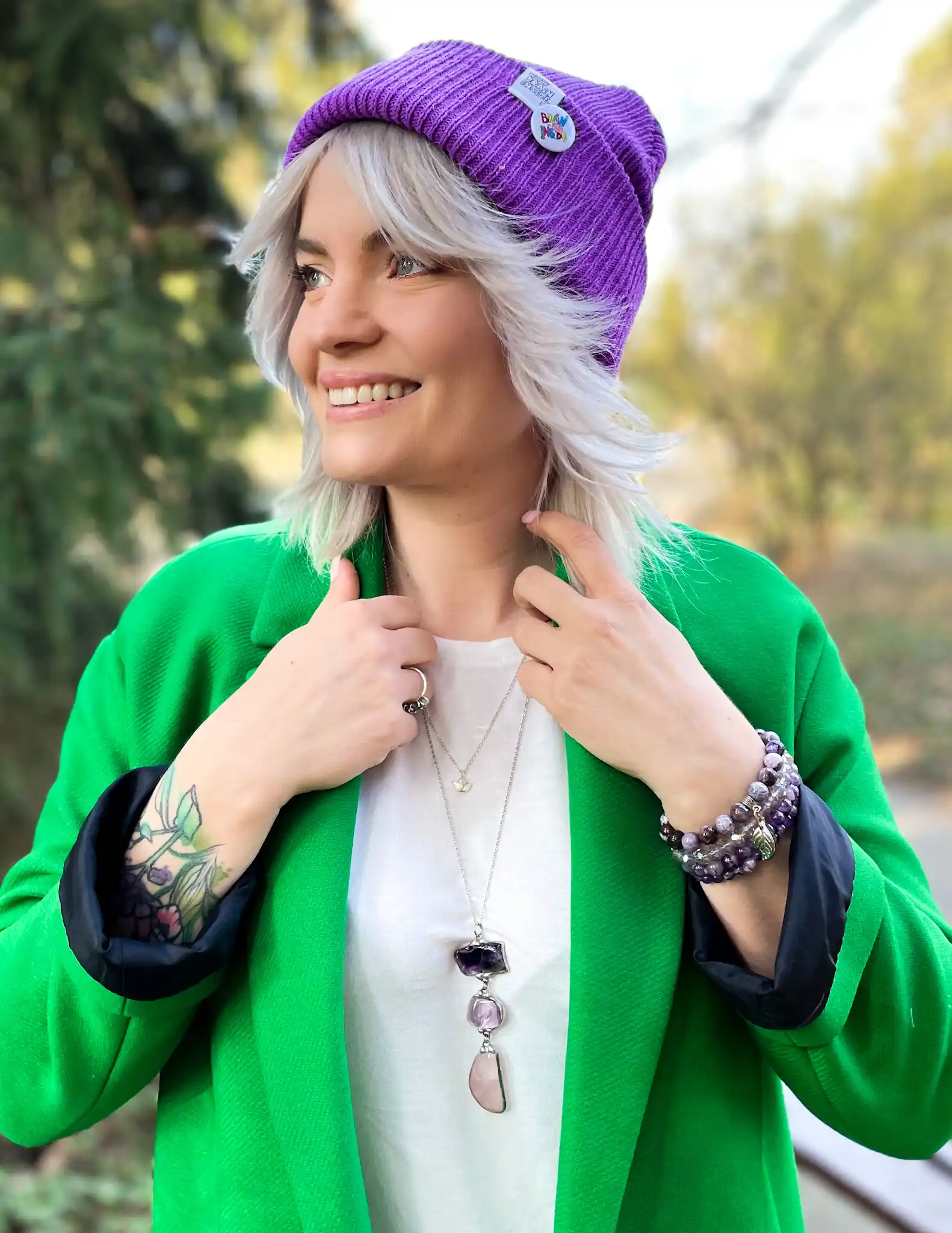 BEANIE FIOLETOWA BAWEŁNA