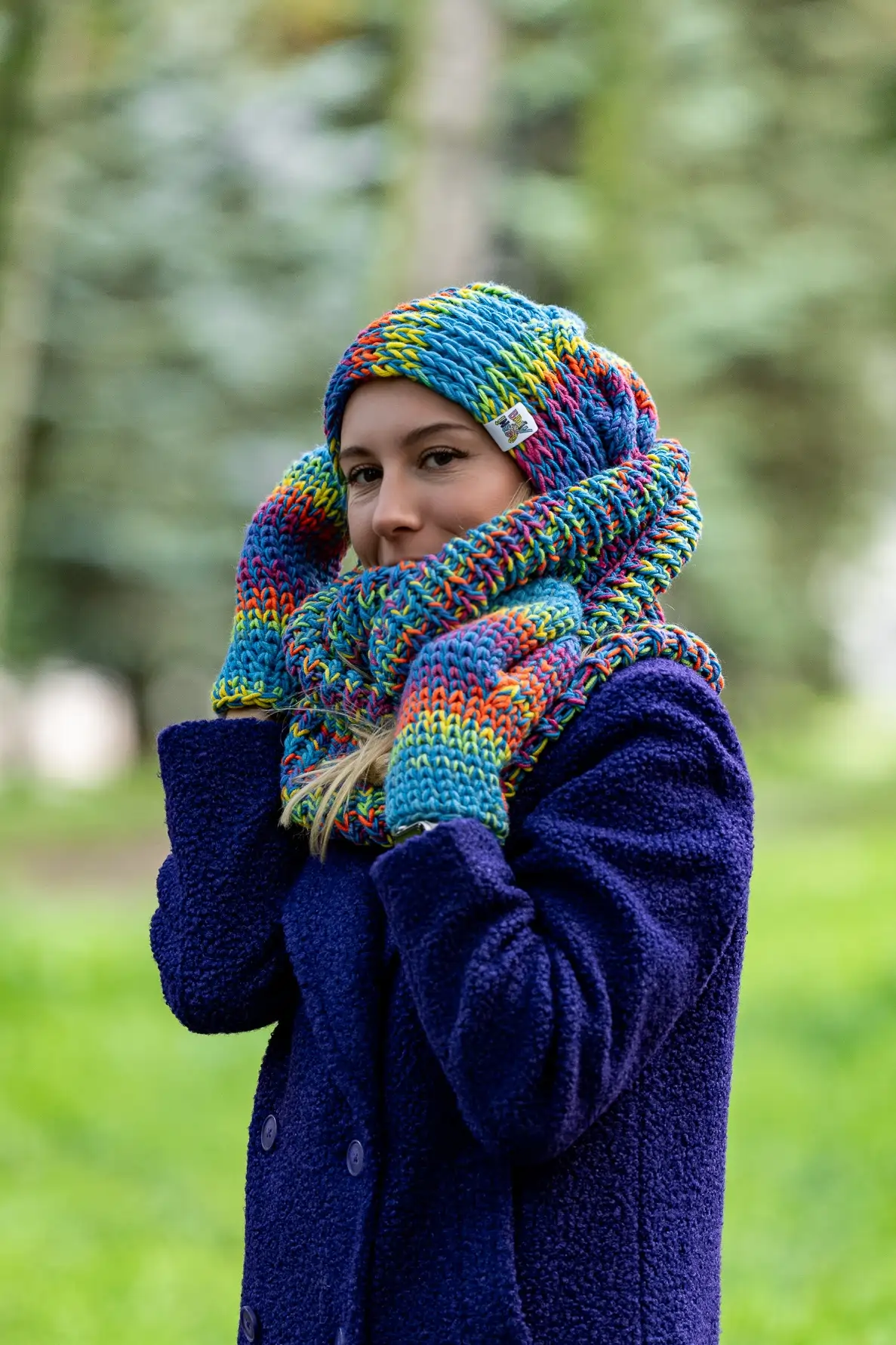 kolorowy komplet zimowy merino