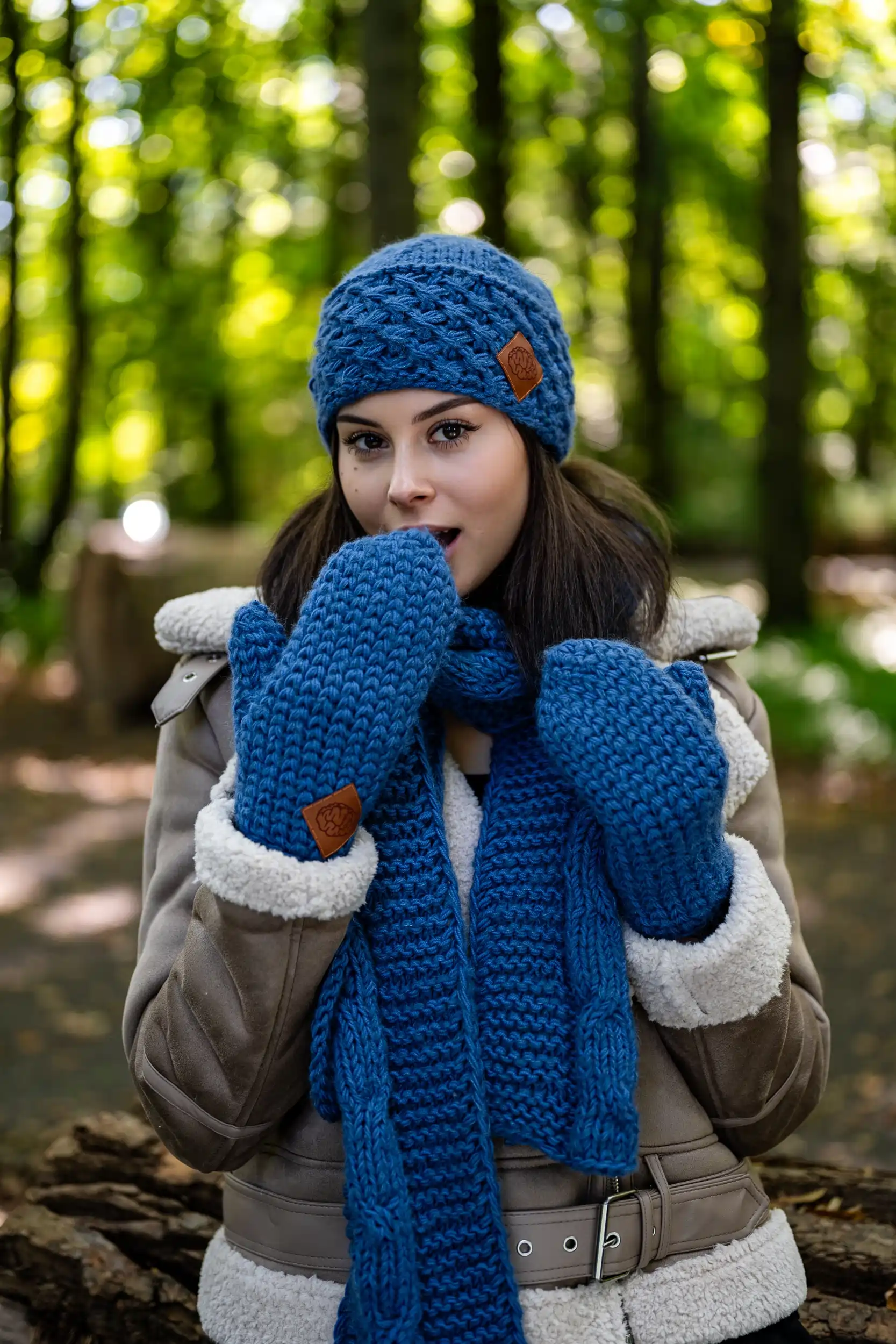 komplet zimowy merino niebieski