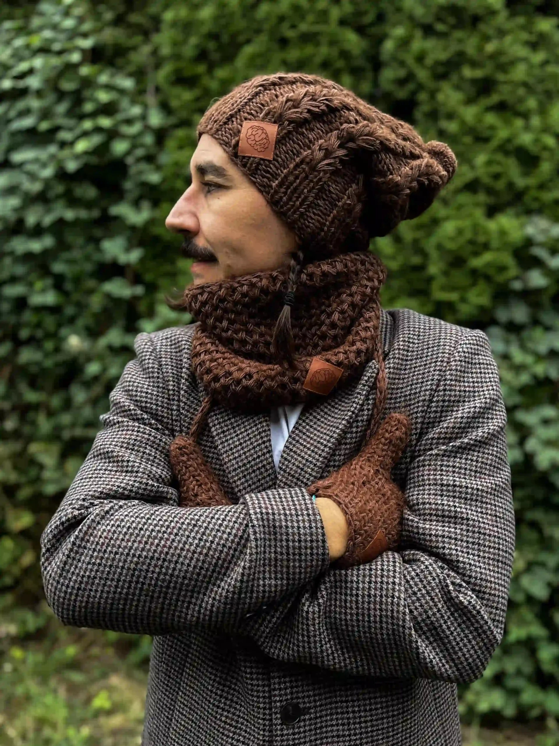 męska beanie brązowa