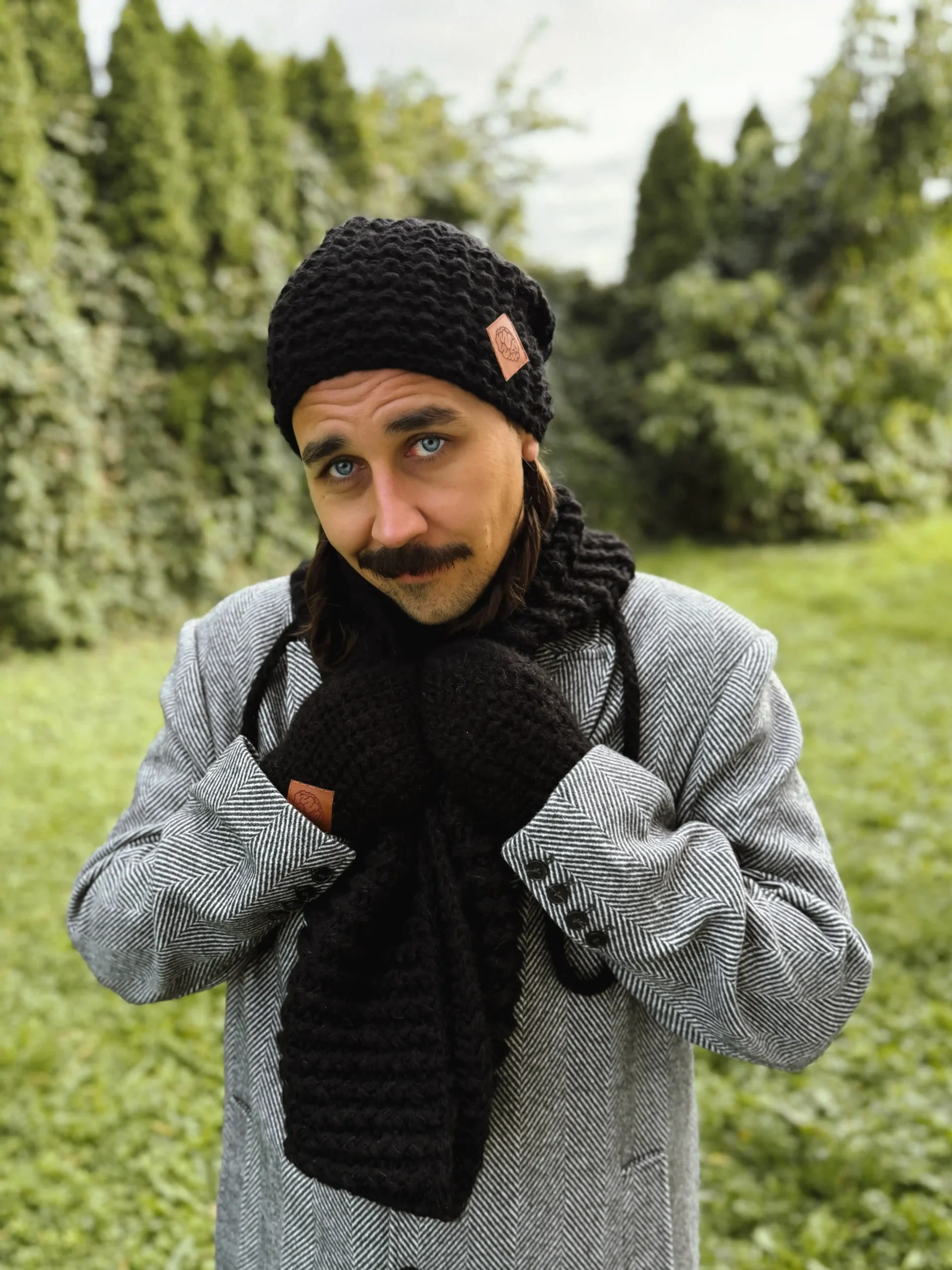 męska czapka merino czarna