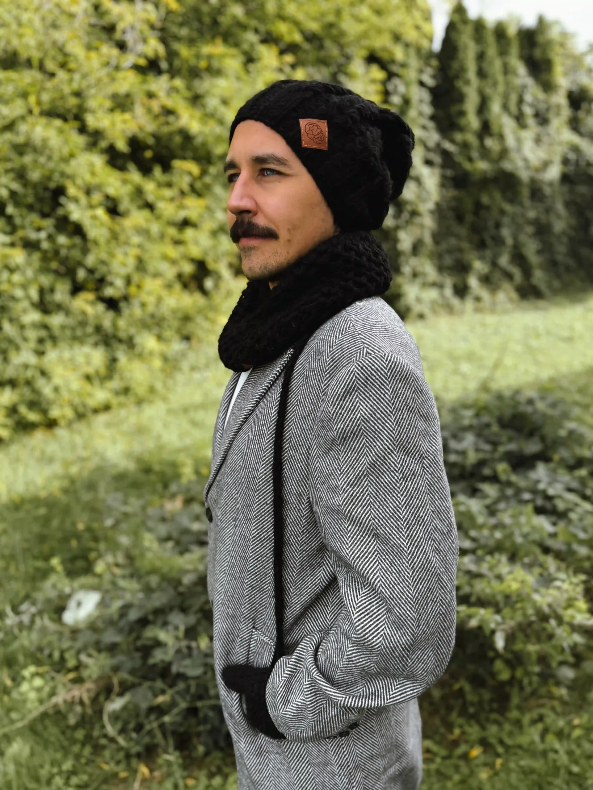 męska czapka merino z pomponem