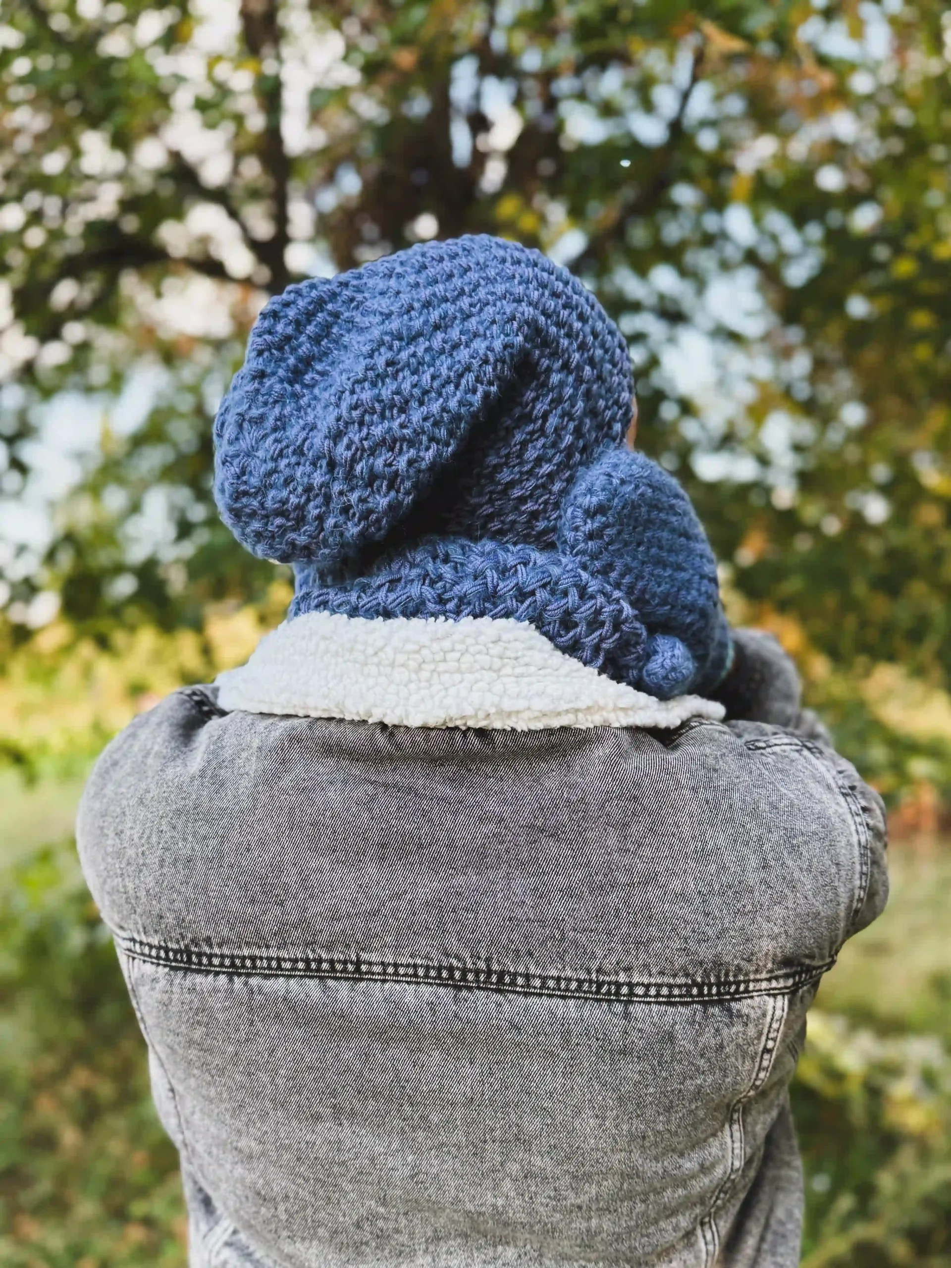 męska czapka na drutach merino niebieska