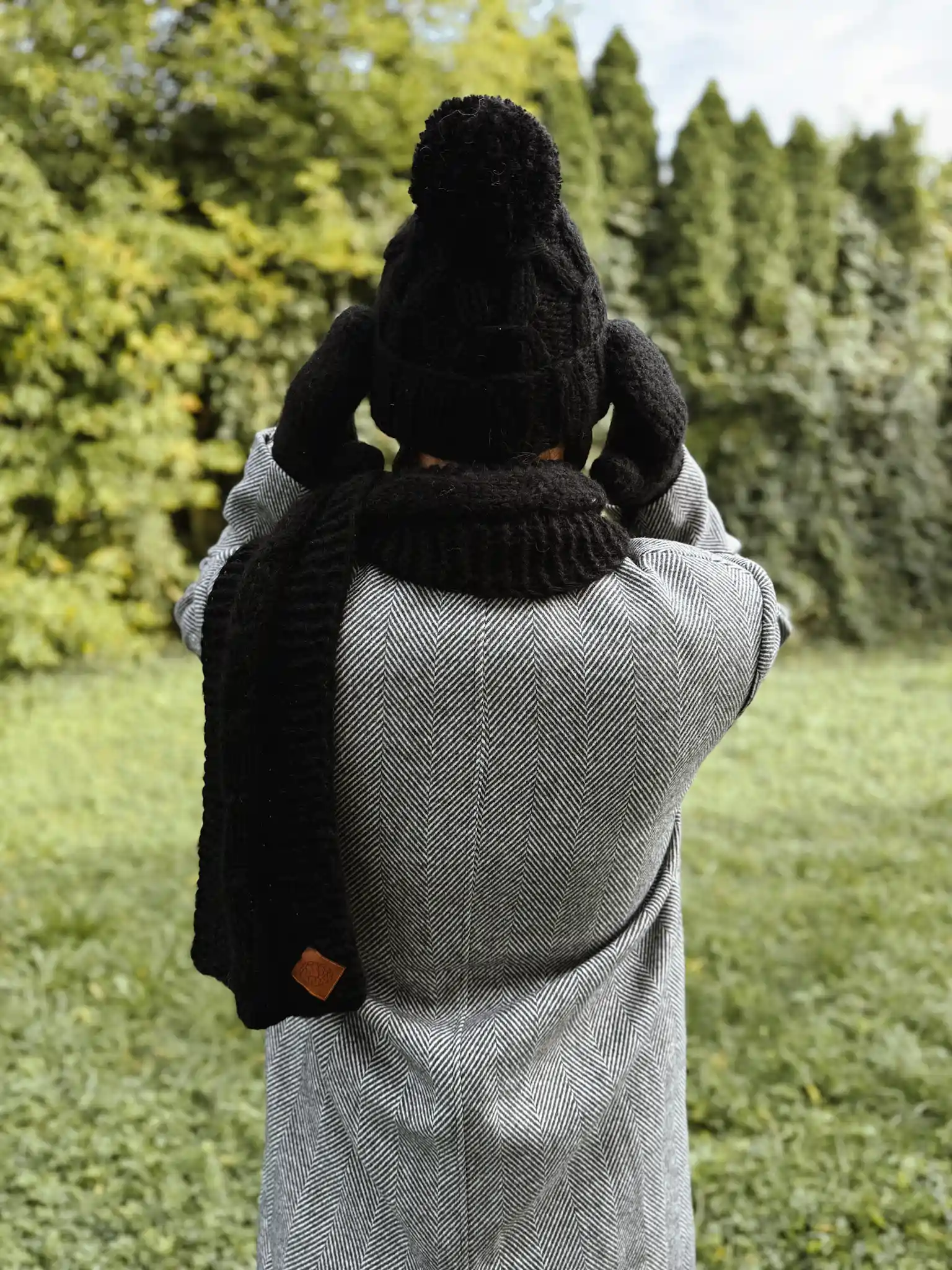 męska czapka z pomponem merino