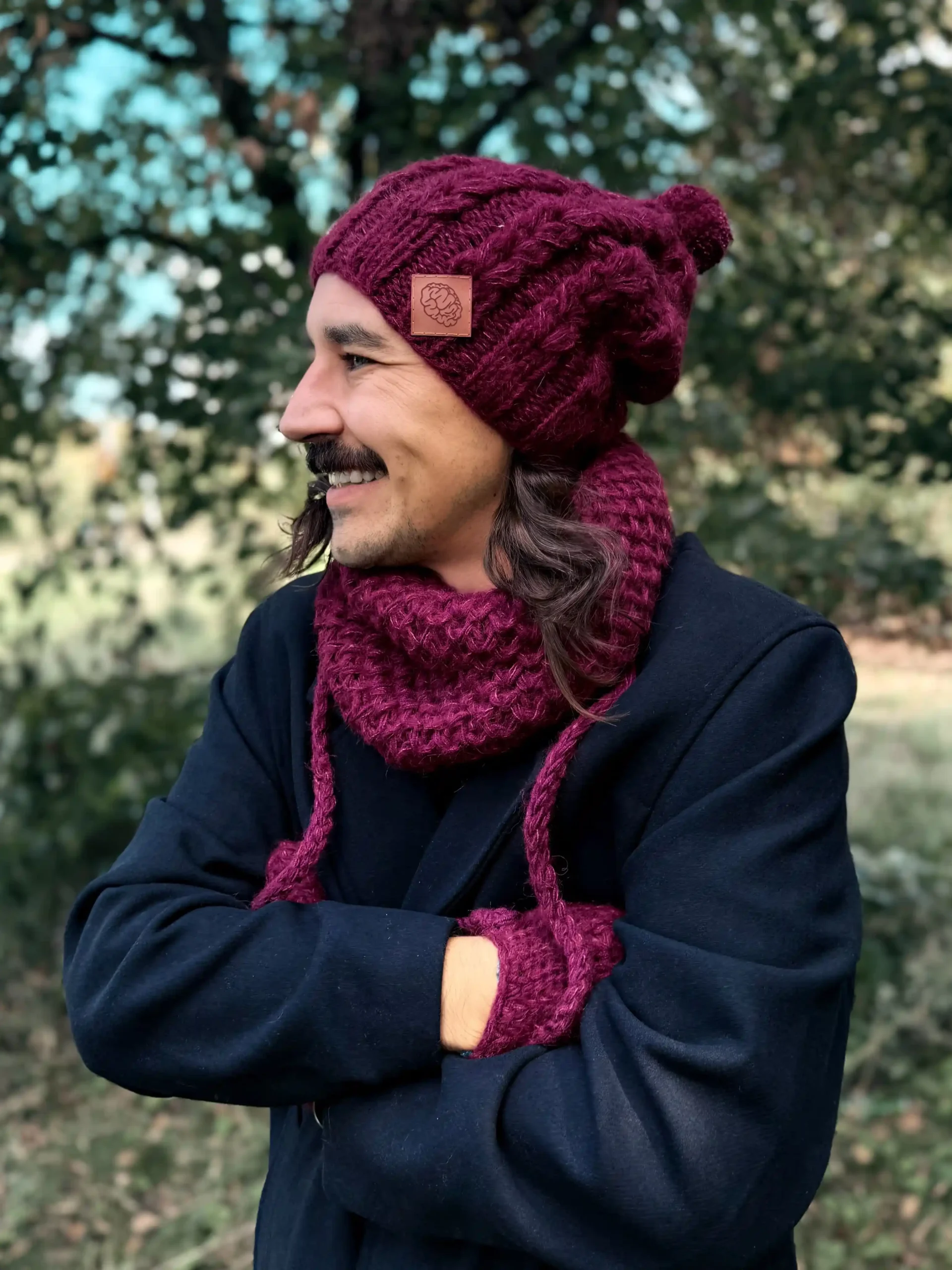 męska czapka z pomponem merino