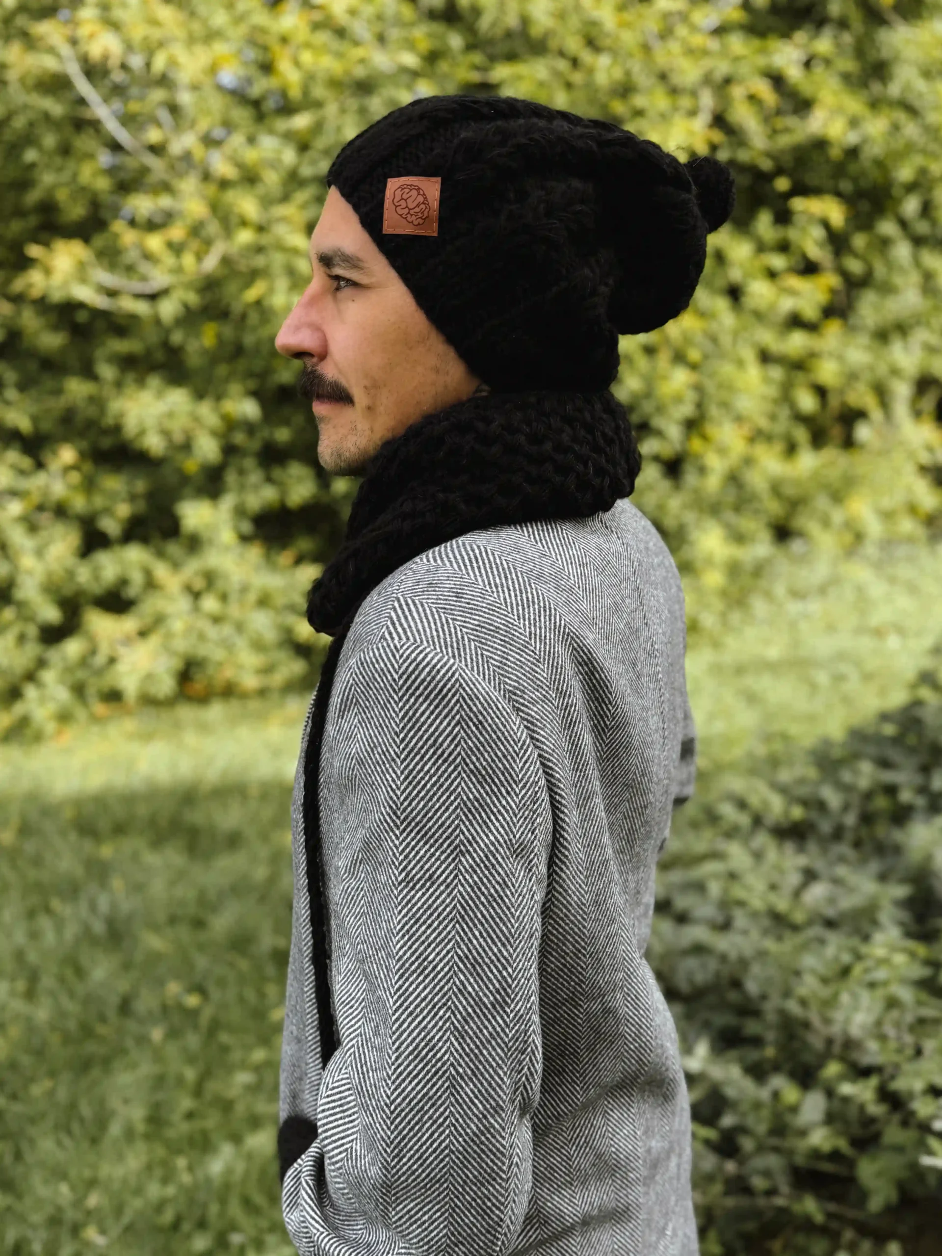 męska czapka z pomponem merino
