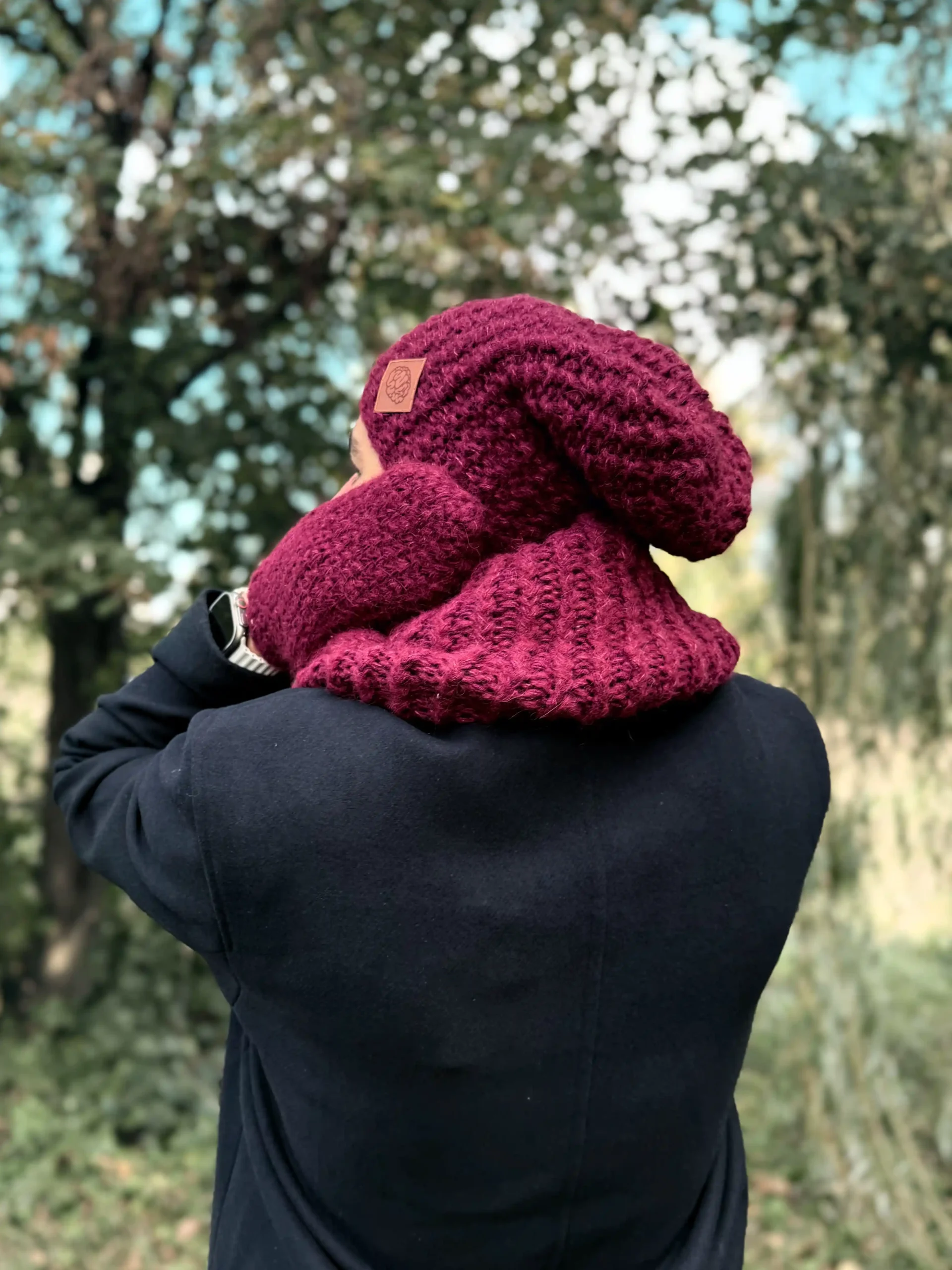 męska czapka zimowa bordo