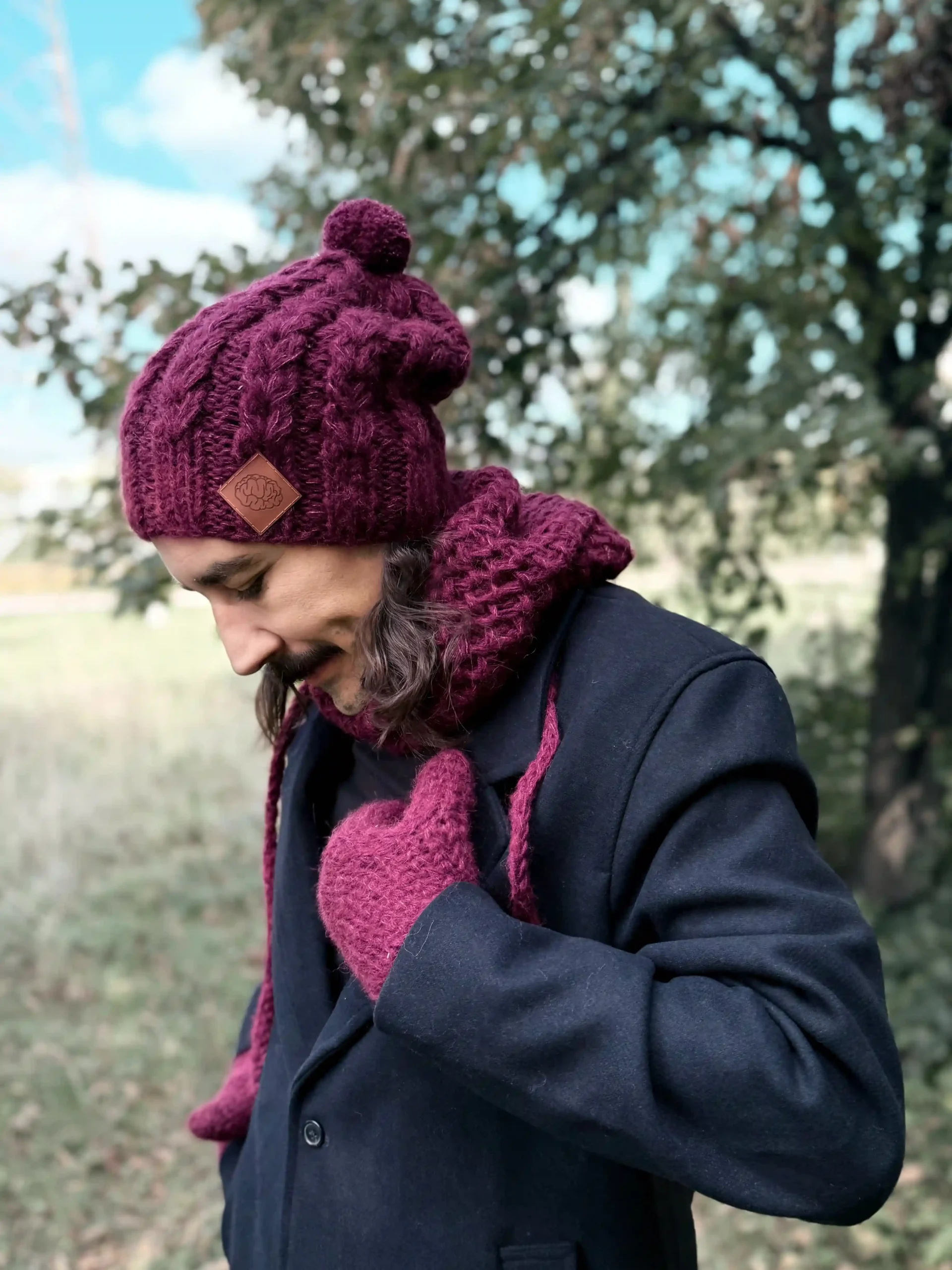 męska czapka zimowa z pomponem
