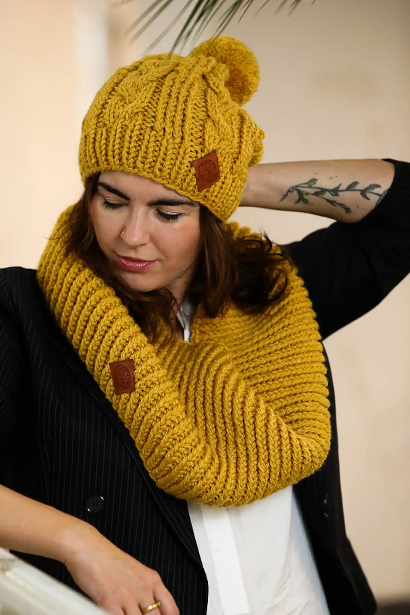 musztardowy komin handmade