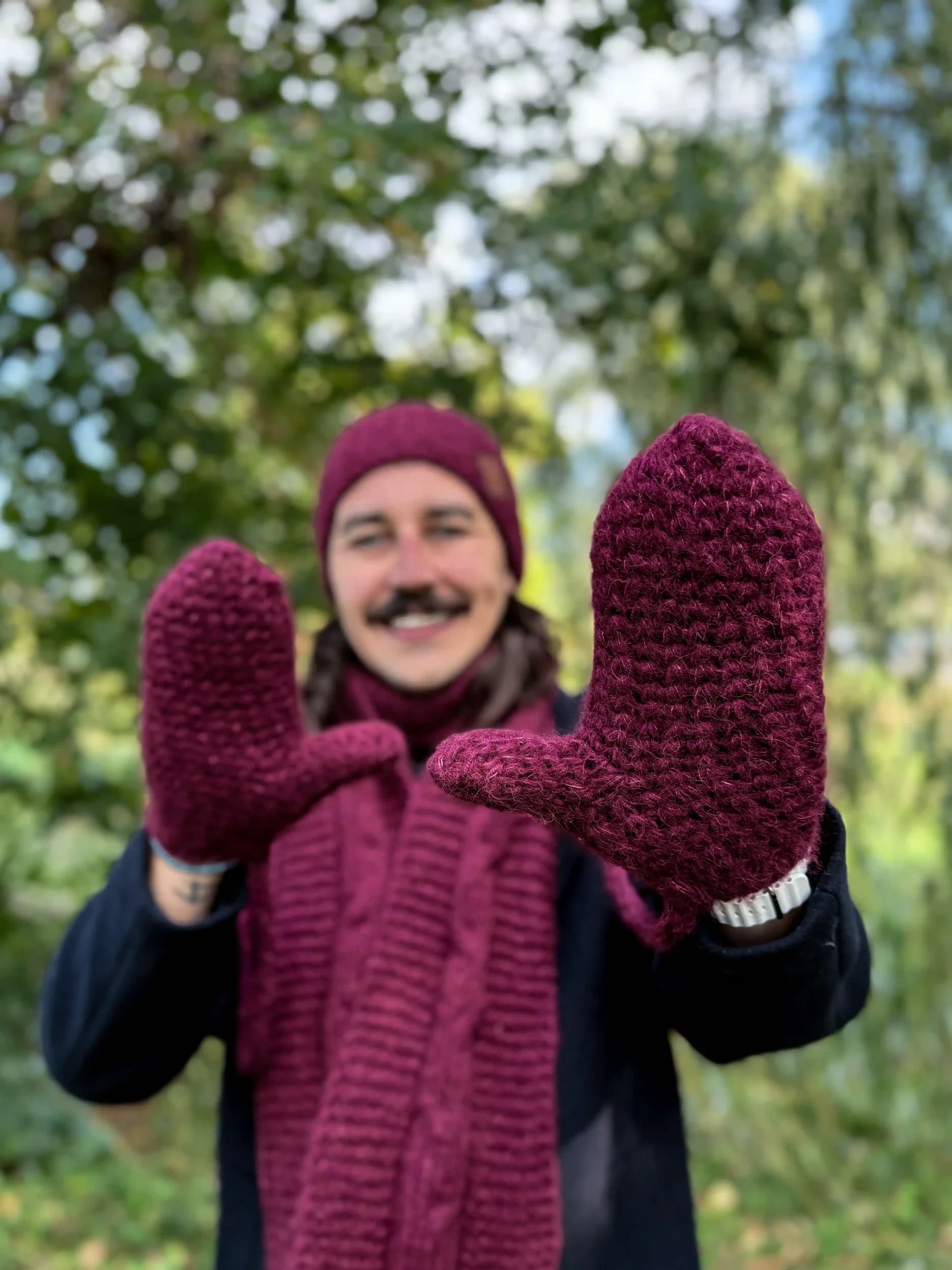 rękawiczki bordo merino