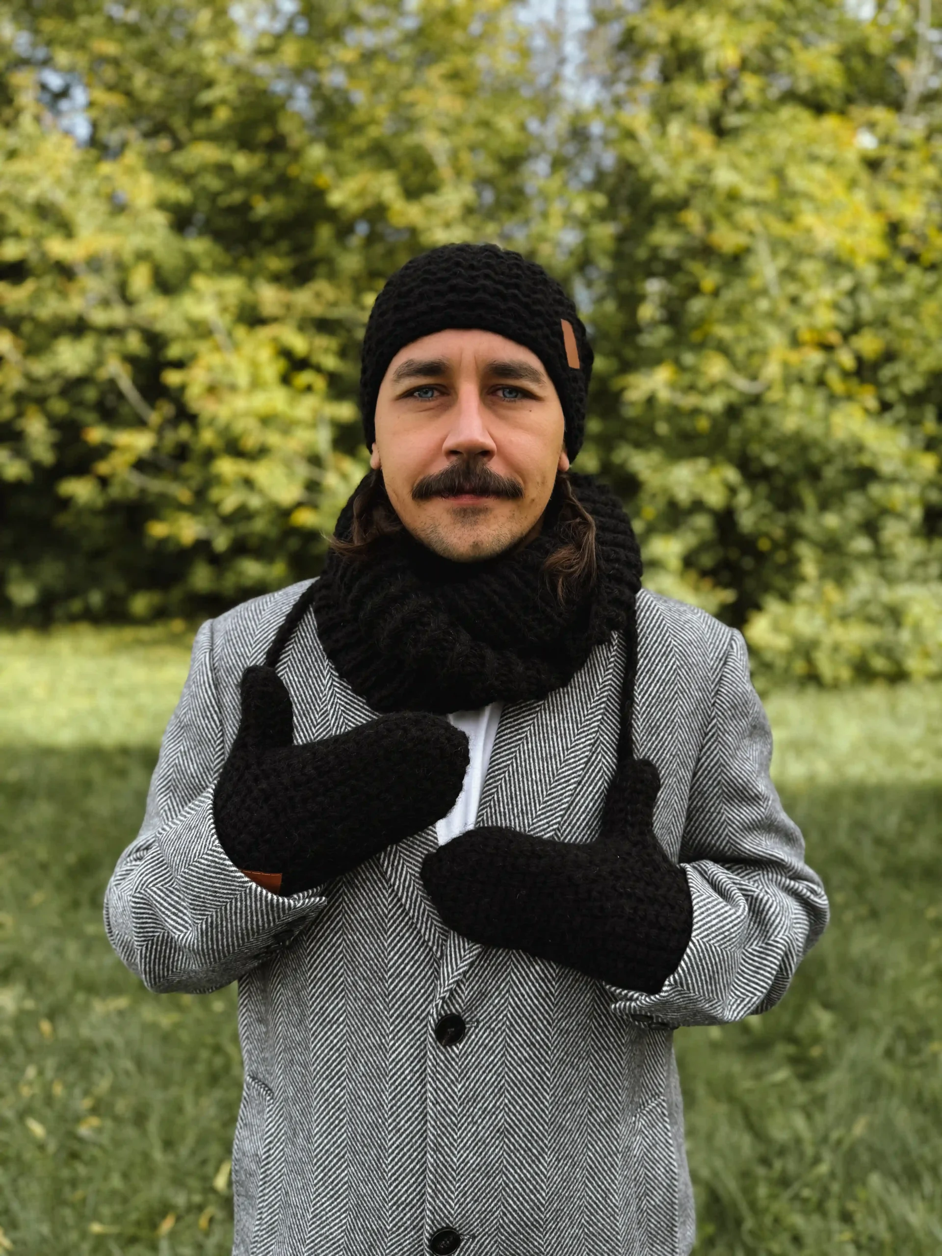 rękawiczki męskie merino czarne
