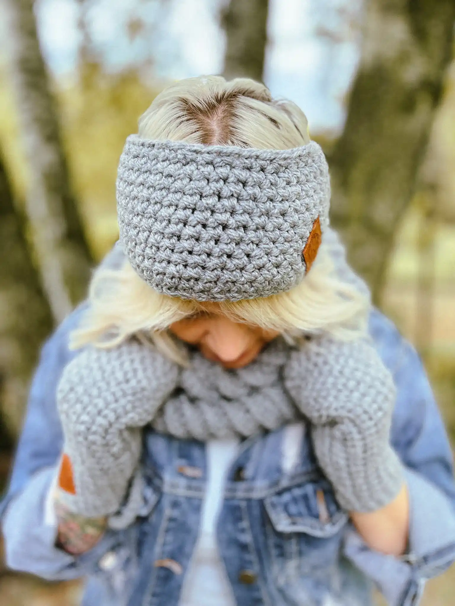 szara opaska handmade