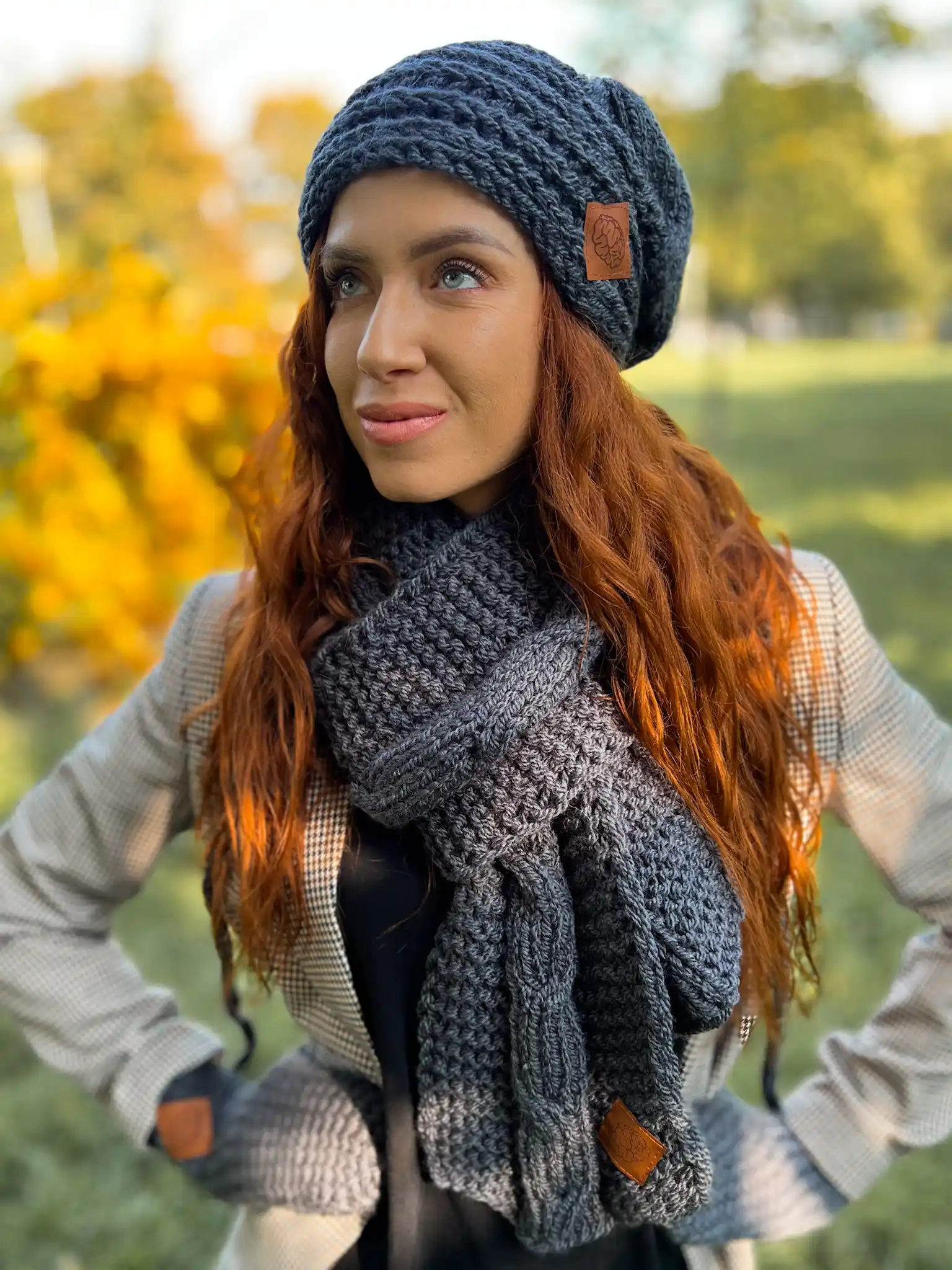 szare akcesoria zimowe handmade